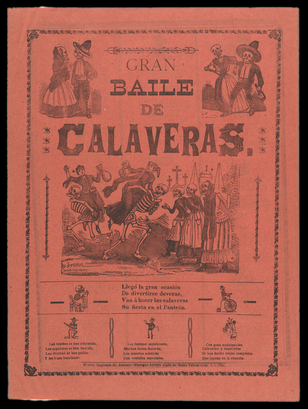 José Guadalupe Posada — Gran baile de calaveras | Relief Print
