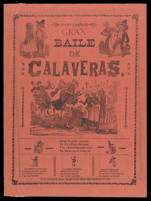 José Guadalupe Posada — Gran baile de calaveras | Relief Print