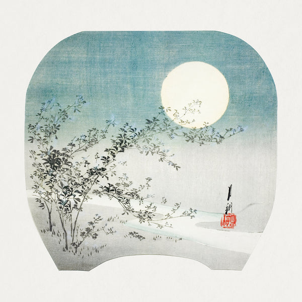 Ogata Gekkō — Full Moon and Autumn Flowers by the Stream (ca. 1895) | Japanese Woodblock Print
