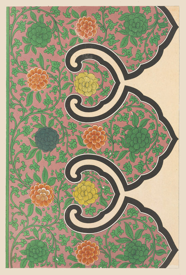 Owen Jones — Chinese Ornament: Orange Rosettes on a Rose Ground | Ornament Plate Print