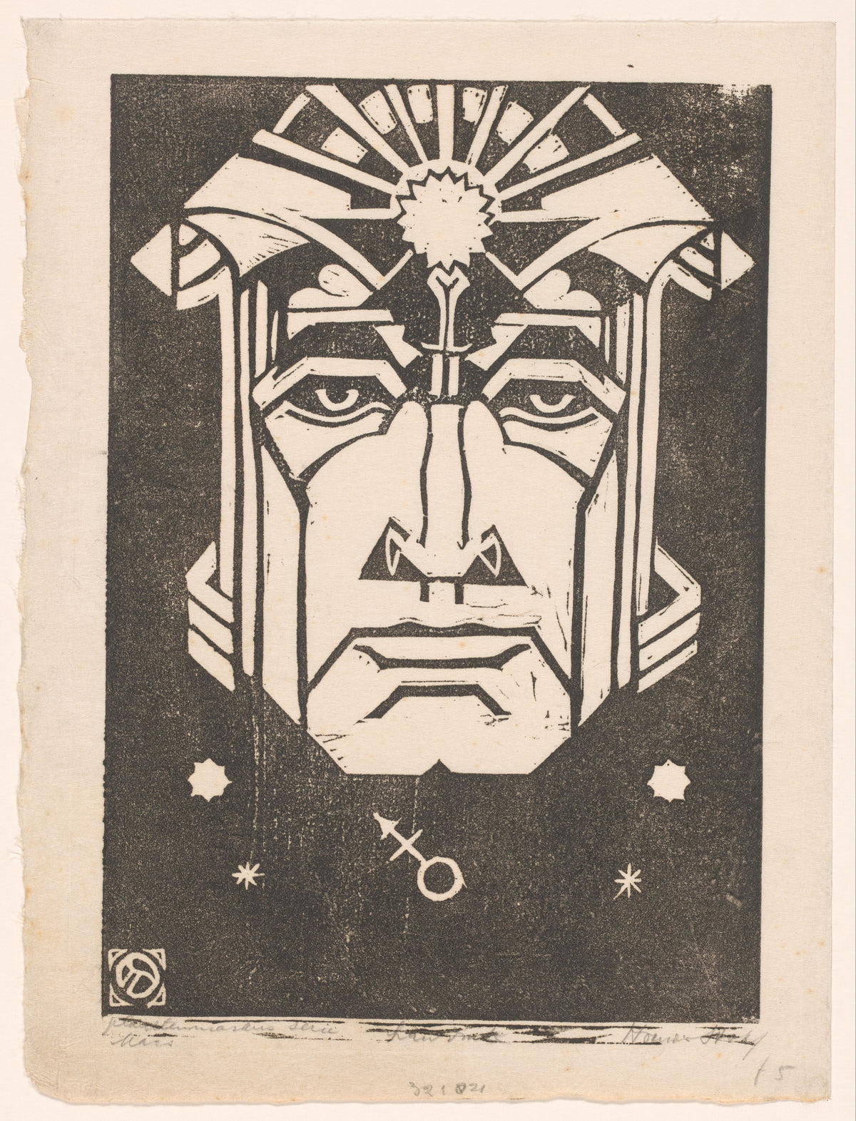Henri van der Stok — Mars | Art Deco Woodcut Print