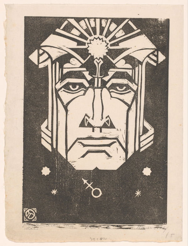 Henri van der Stok — Mars | Art Deco Woodcut Print