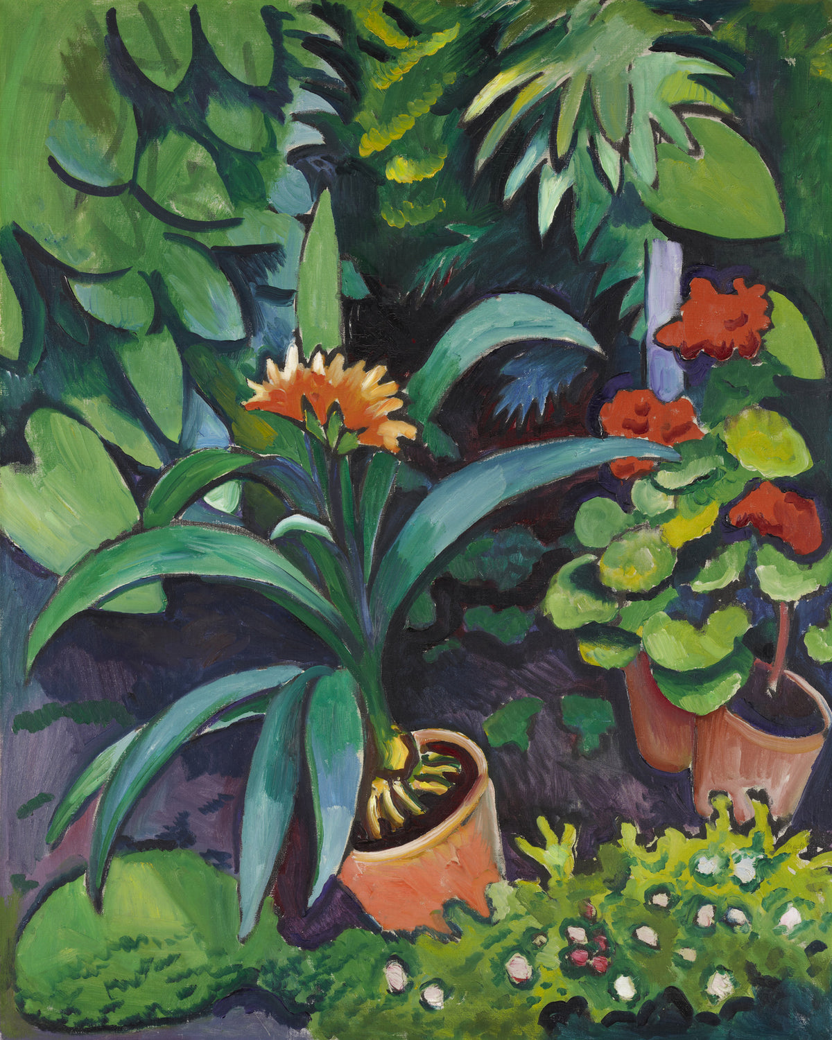 August Macke — Flowers in the Garden, Clivia and Pelargoniums | Expressionist Fine Art Print