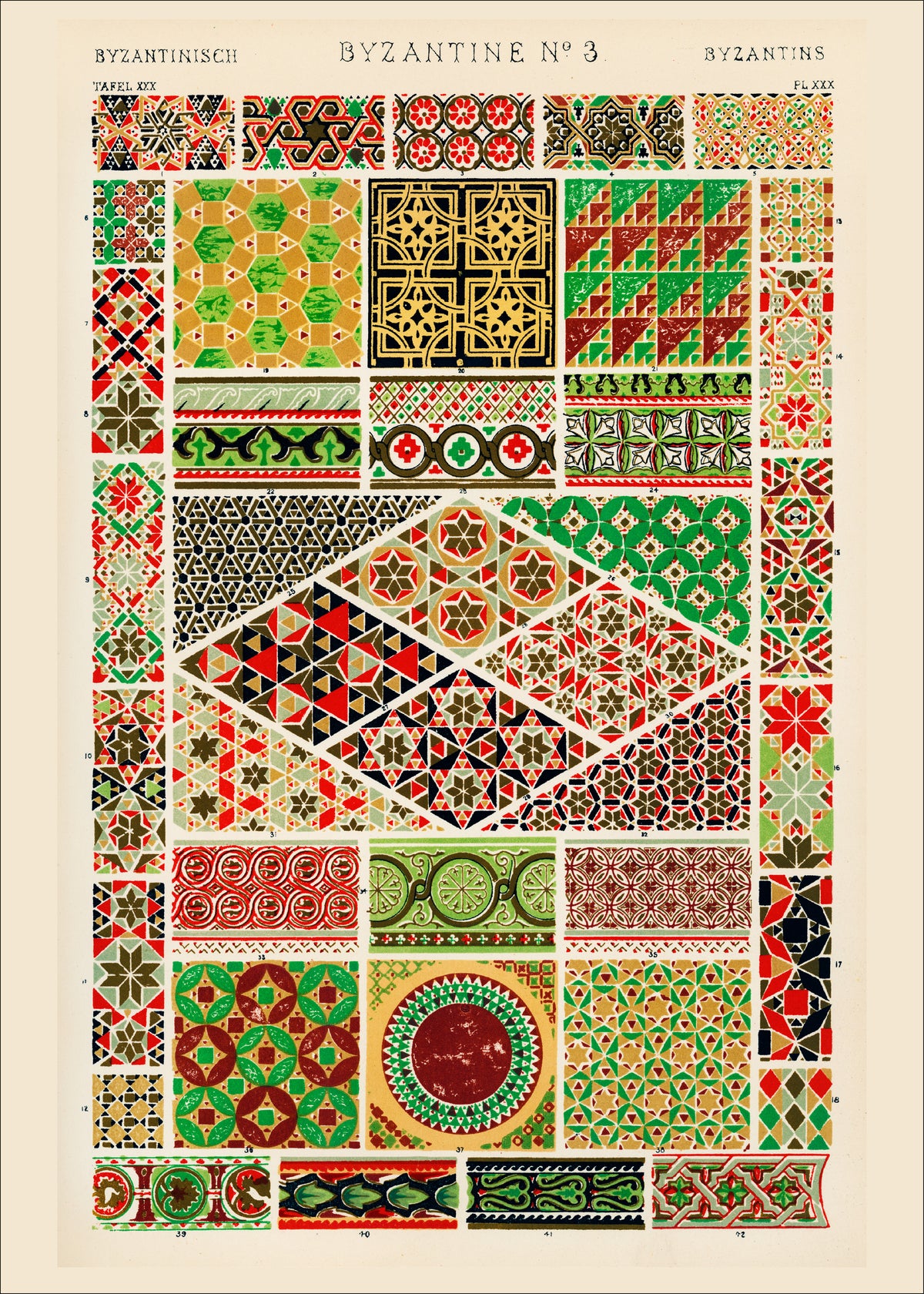 Owen Jones — Byzantine No. 3, from The Grammar of Ornament | Ornament Plate Print