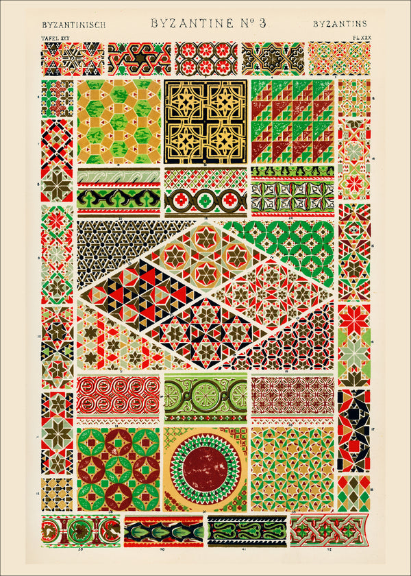 Owen Jones — Byzantine No. 3, from The Grammar of Ornament | Ornament Plate Print