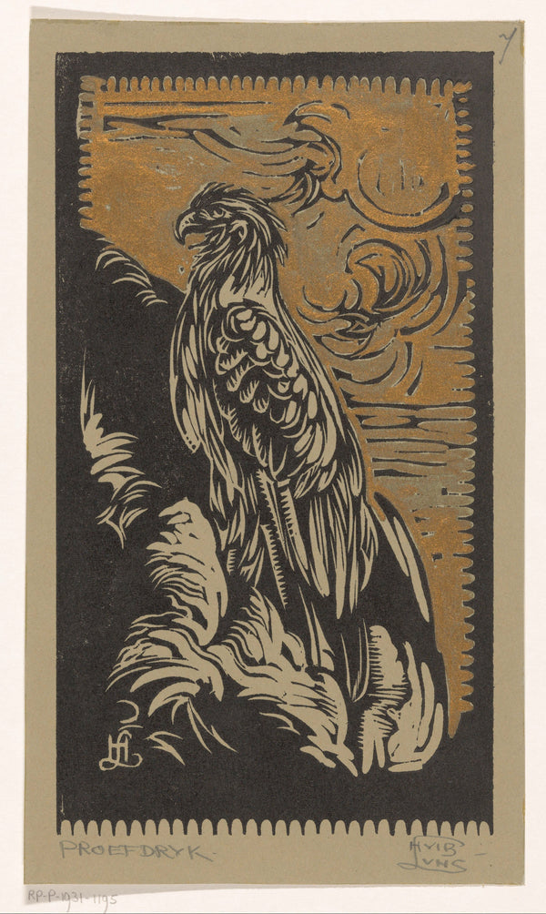 Huib Luns — Arend [Eagle] | Art Nouveau Woodcut Print