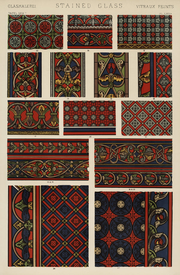 Owen Jones — Stained Glass, Plate LXIX*, from The Grammar of Ornament | Ornament Plate Print