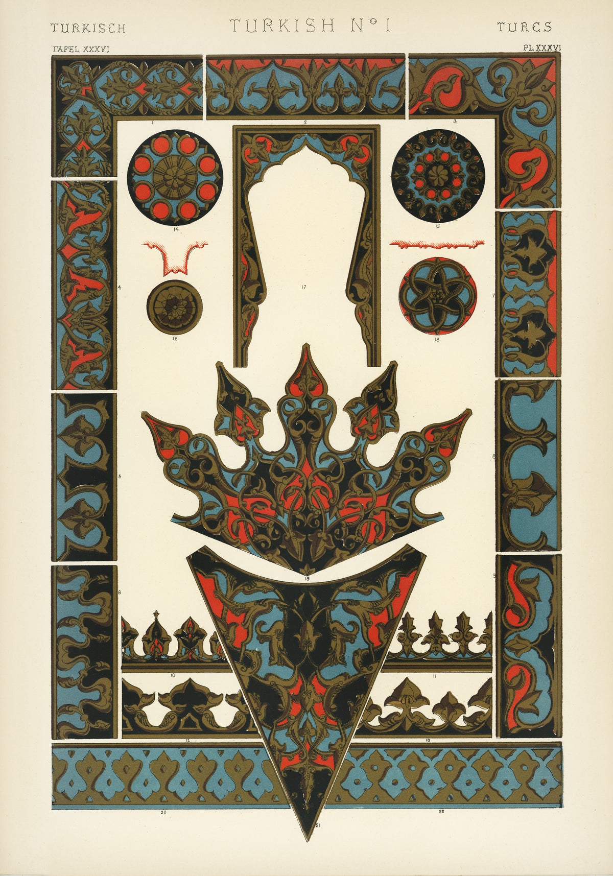 Owen Jones — Turkish No. 1, from The Grammar of Ornament | Ornament Plate Print