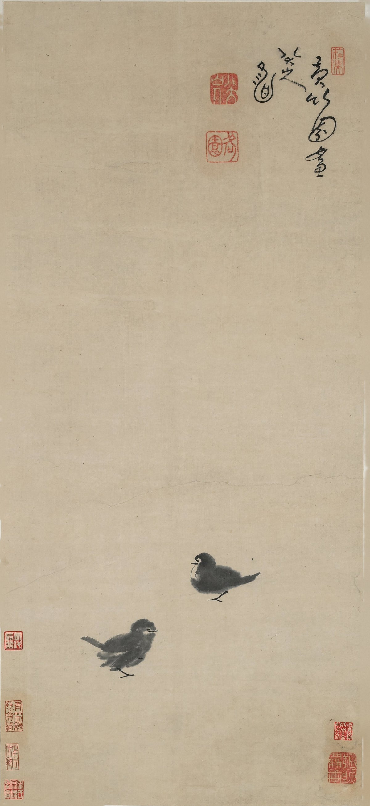 Bada Shanren — Two Chicks | Chinese Ink Painting Art Print