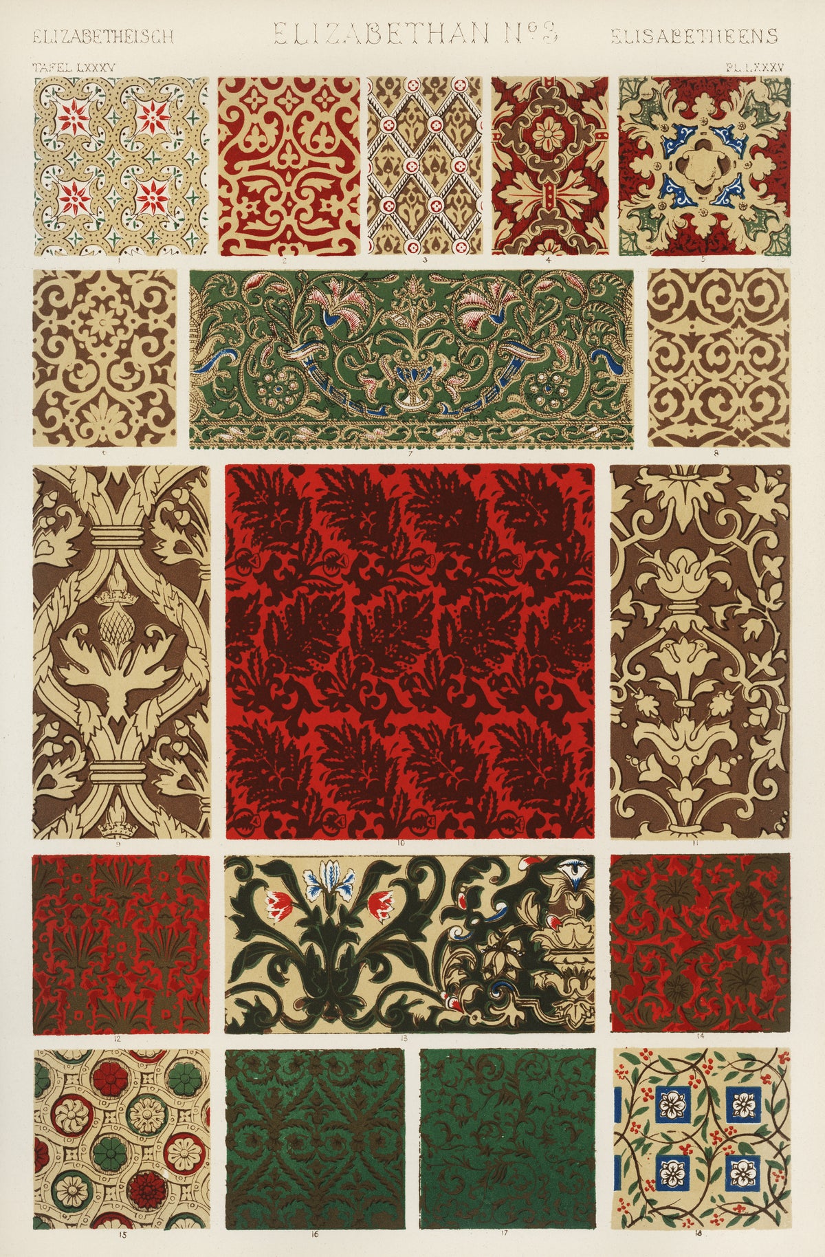 Owen Jones — Elizabethan No. 3, from The Grammar of Ornament | Ornament Plate Print