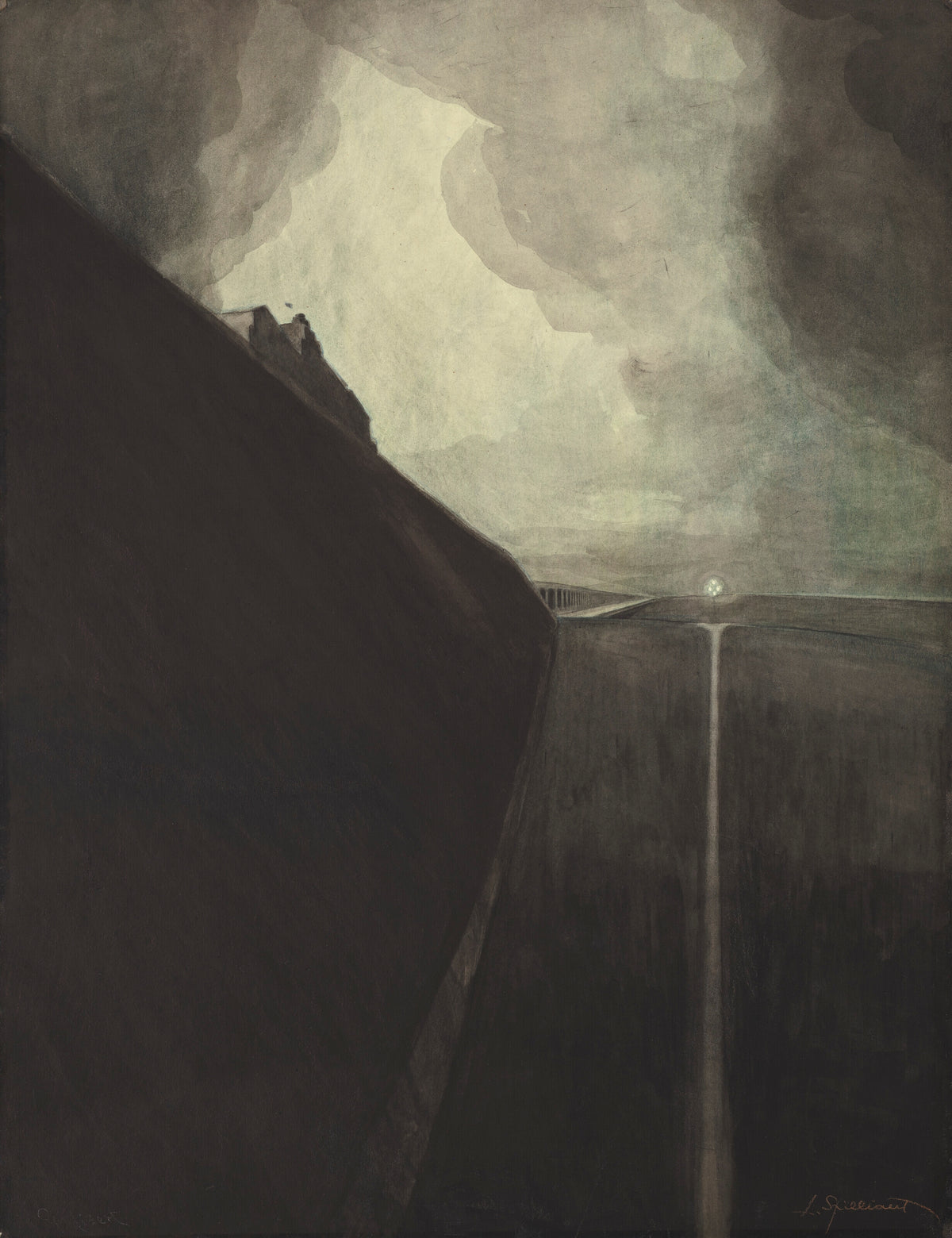 Léon Spilliaert — Digue et plage, Chalet Royal et galeries d'Ostende | Symbolist Art Print