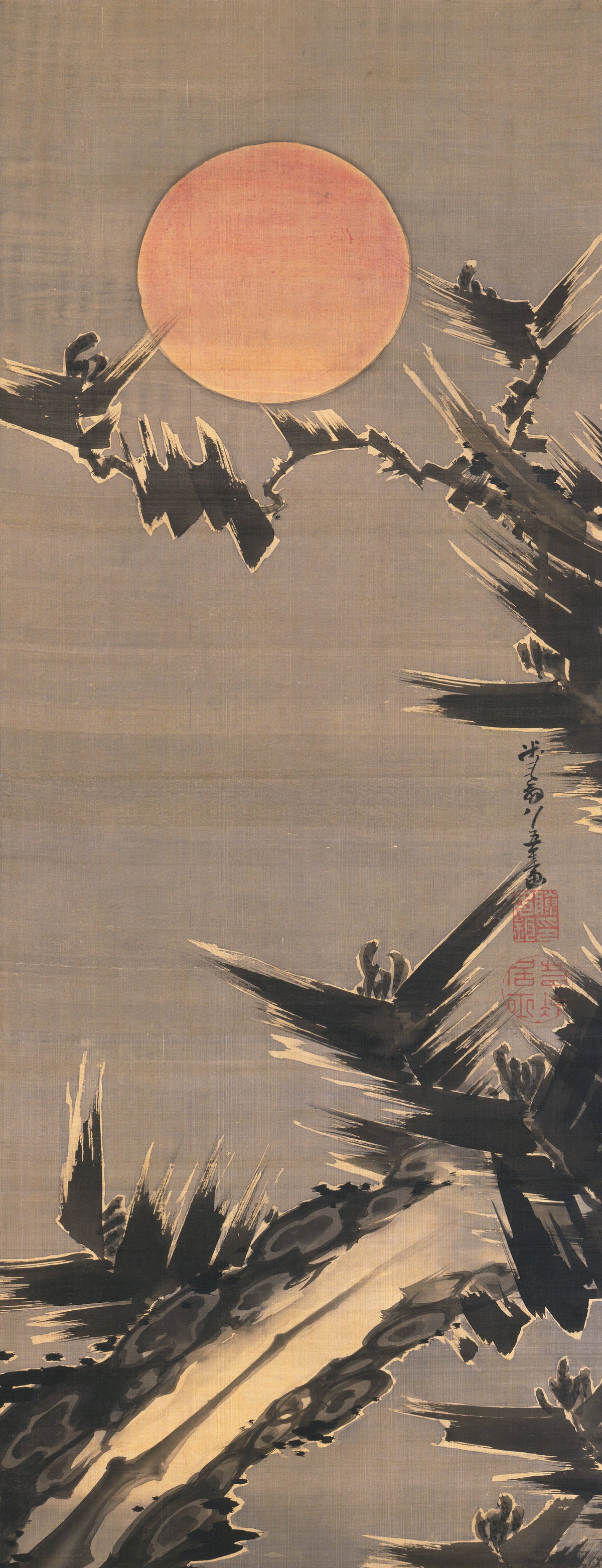 Itō Jakuchū — New Year's Sun and Old Pine Tree | Japanese Ink Painting Art Print