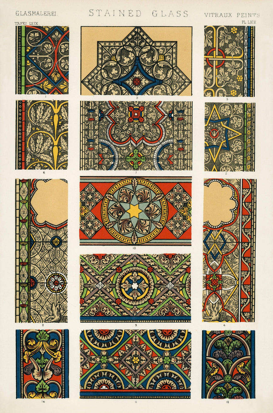 Owen Jones — Stained Glass, from The Grammar of Ornament | Ornament Plate Print shown to scale on a wall above a sofa