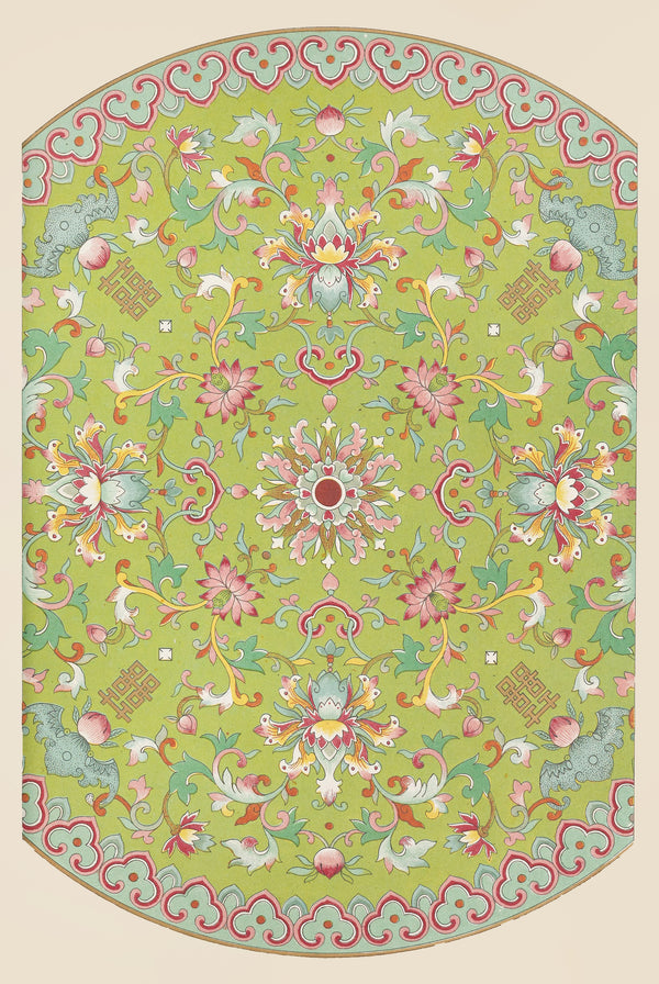 Owen Jones — Chinese Ornament: Lotus Medallion on Apple Green | Ornament Plate Print