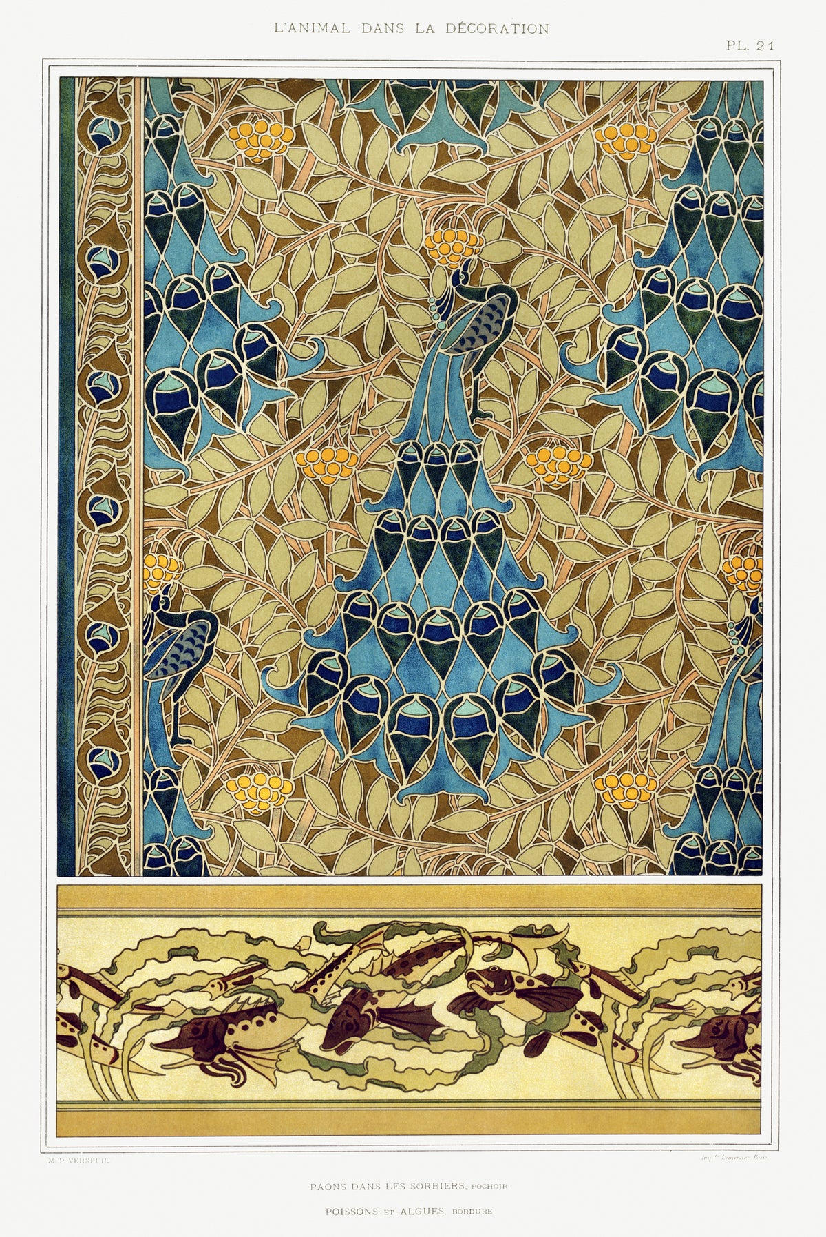 Maurice Pillard Verneuil — Paons dans les Sorbiers (Peacocks in the Rowans), Plate 21 | Ornament Plate Print