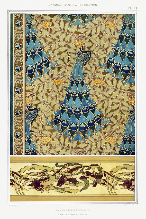 Maurice Pillard Verneuil — Paons dans les Sorbiers (Peacocks in the Rowans), Plate 21 | Ornament Plate Print