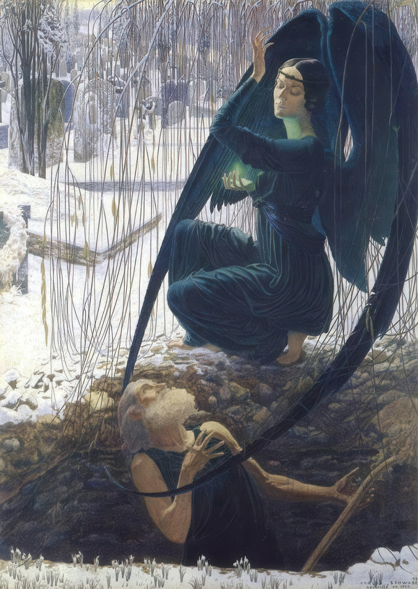 Carlos Schwabe — Death and the Gravedigger | Symbolist Art Print