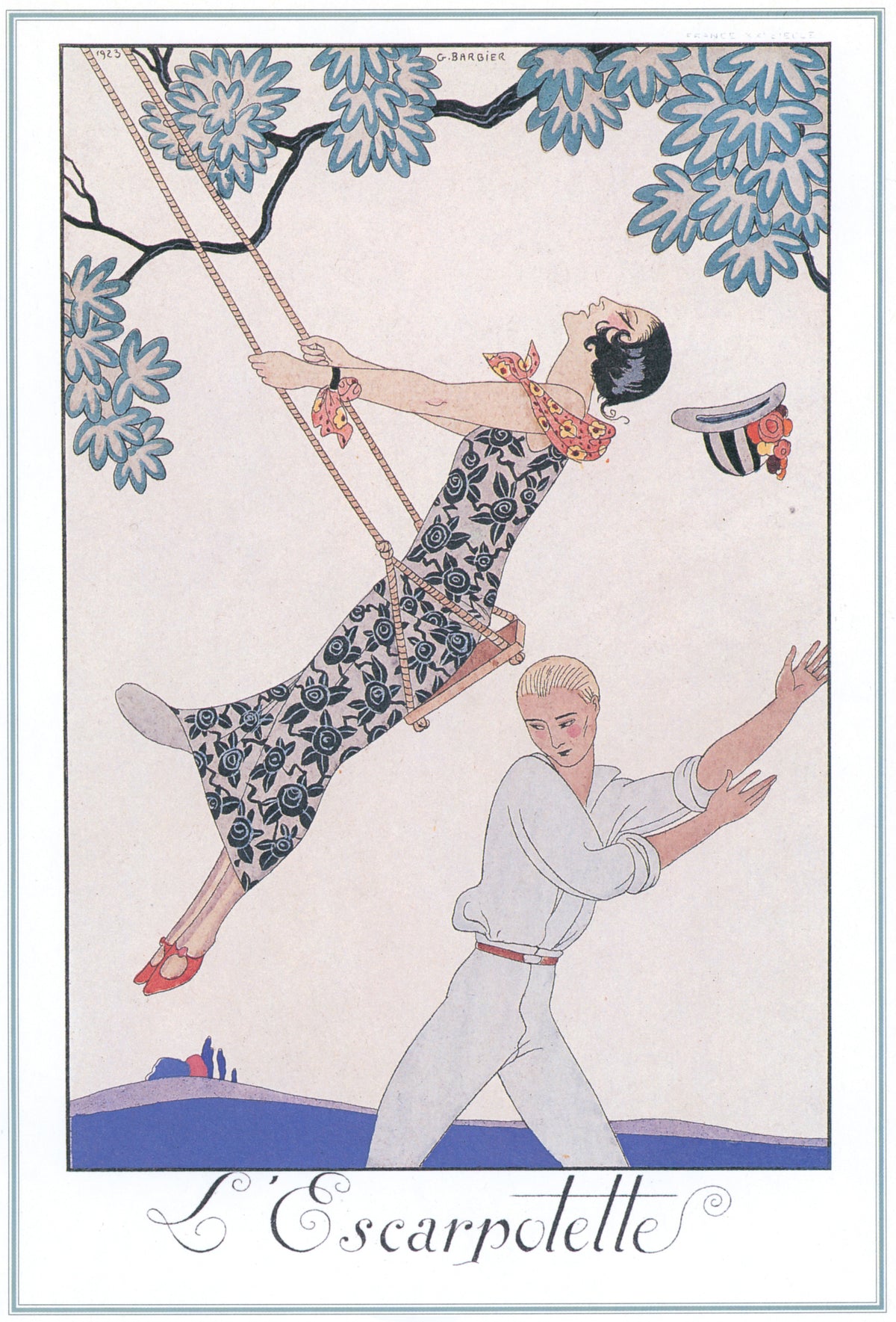 George Barbier — L'Escarpolette | Art Deco Fashion Print