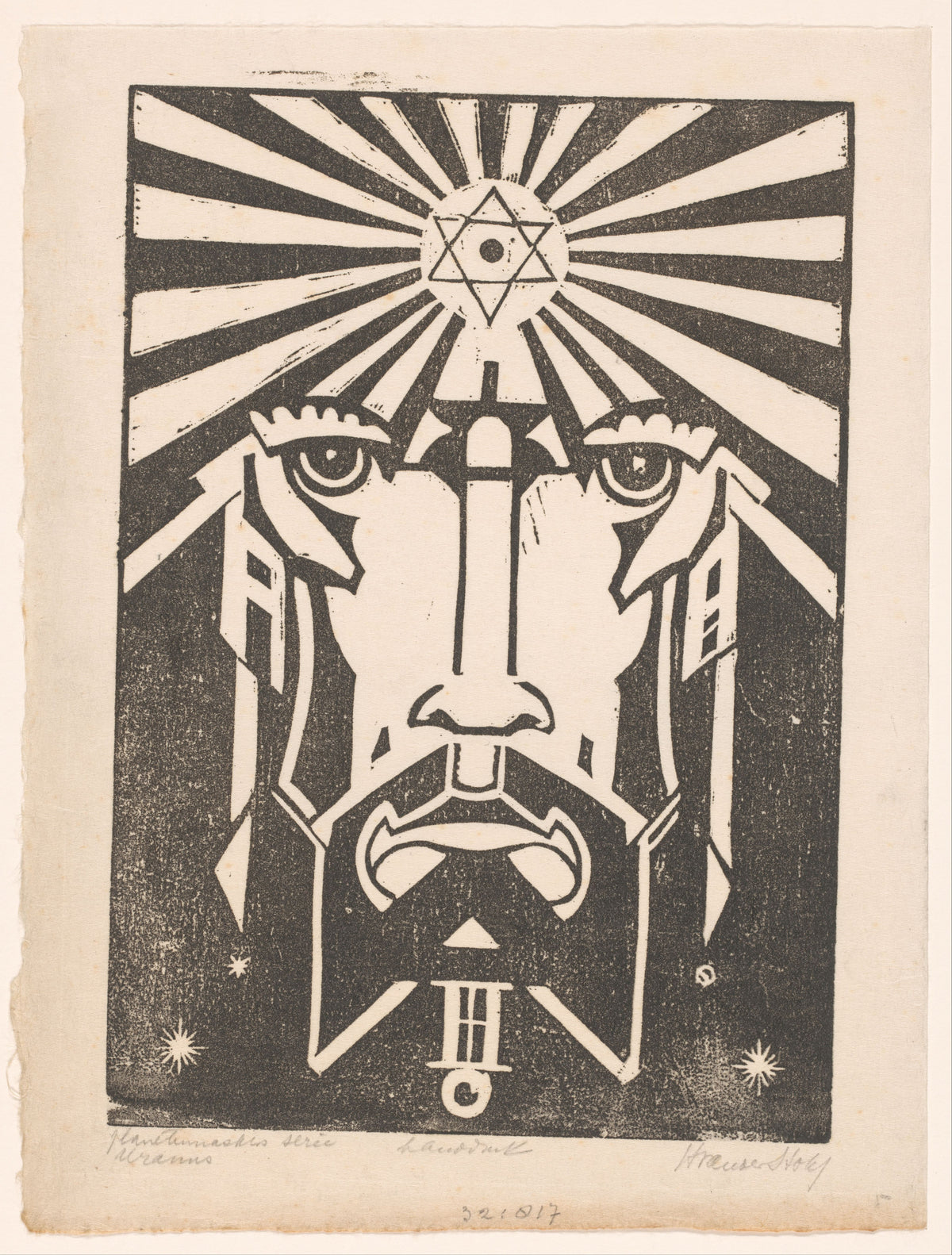Henri van der Stok — Uranus | Art Deco Woodcut Print