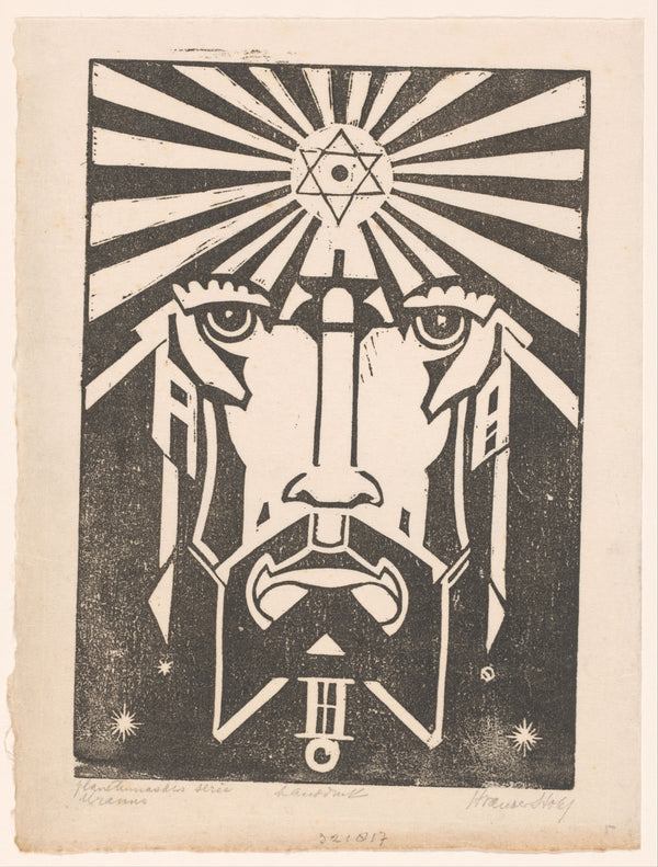 Henri van der Stok — Uranus | Art Deco Woodcut Print