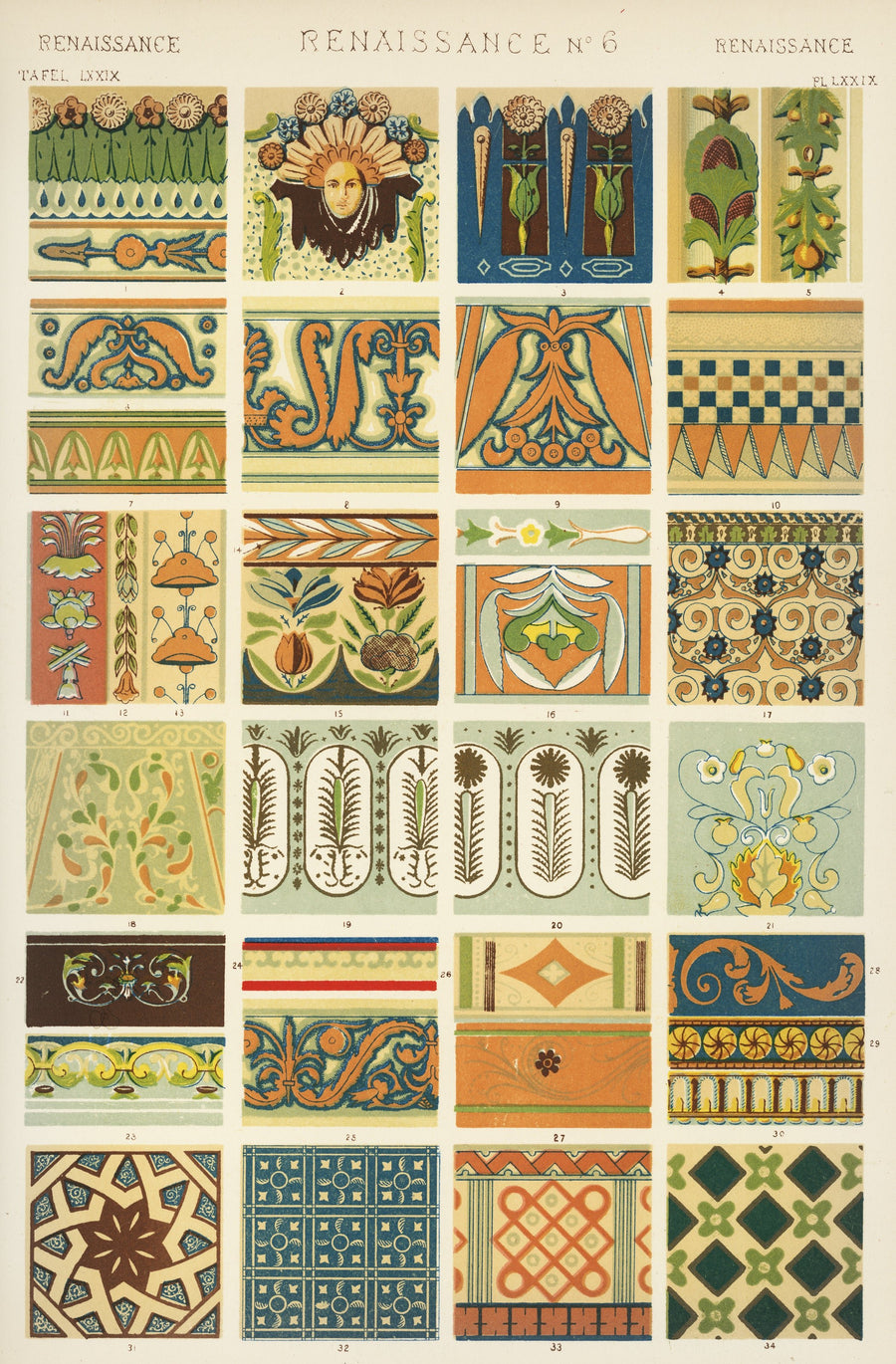 Owen Jones — Renaissance No. 6 | Grammar of Ornament Design Print shown to scale on a wall above a sofa