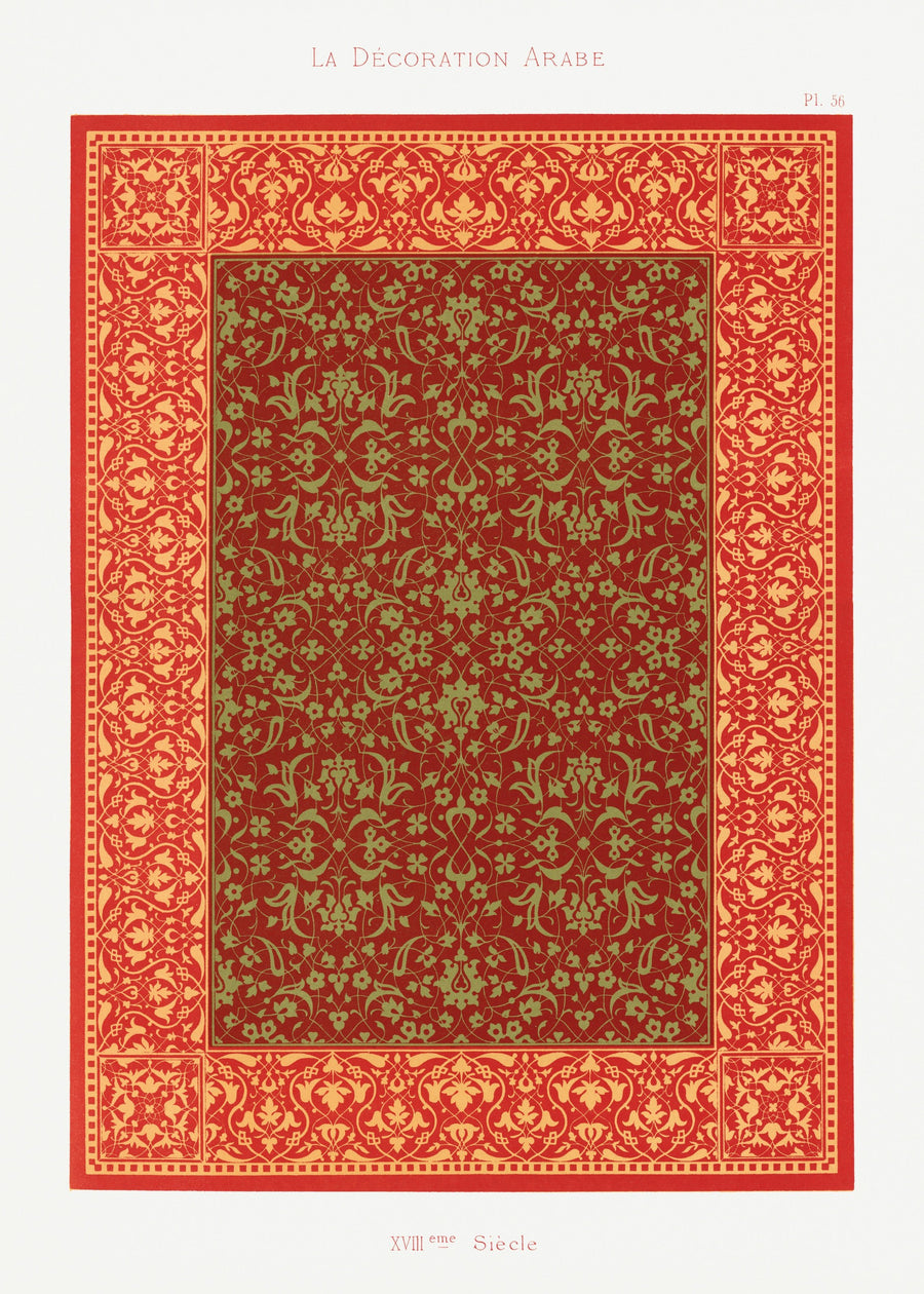 Émile Prisse d'Avennes — Plate 56, La Décoration Arabe | Ornament Plate Print shown to scale on a wall above a sofa