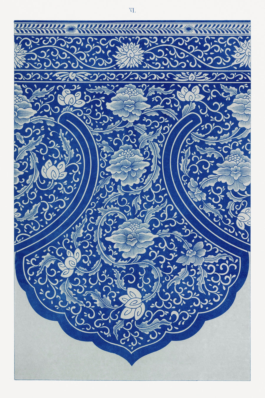 Owen Jones — Examples of Chinese Ornament, Plate 6 | Ornament Plate Print shown to scale on a wall above a sofa