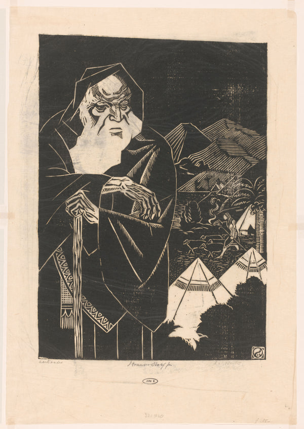Henri van der Stok — Aartsvader [Patriarch] | Art Deco Woodcut Print
