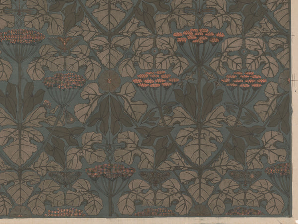 Theo Nieuwenhuis — Sheet of Wallpaper with Umbellifers, Butterflies, and Dragonflies | Art Nouveau Print