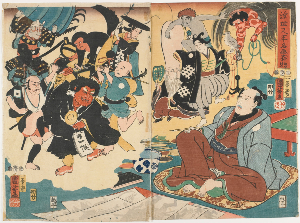 Utagawa Kuniyoshi — The Miracle of Famous Paintings by Ukiyo Matahei | Japanese Woodblock Print (Ukiyo-e)