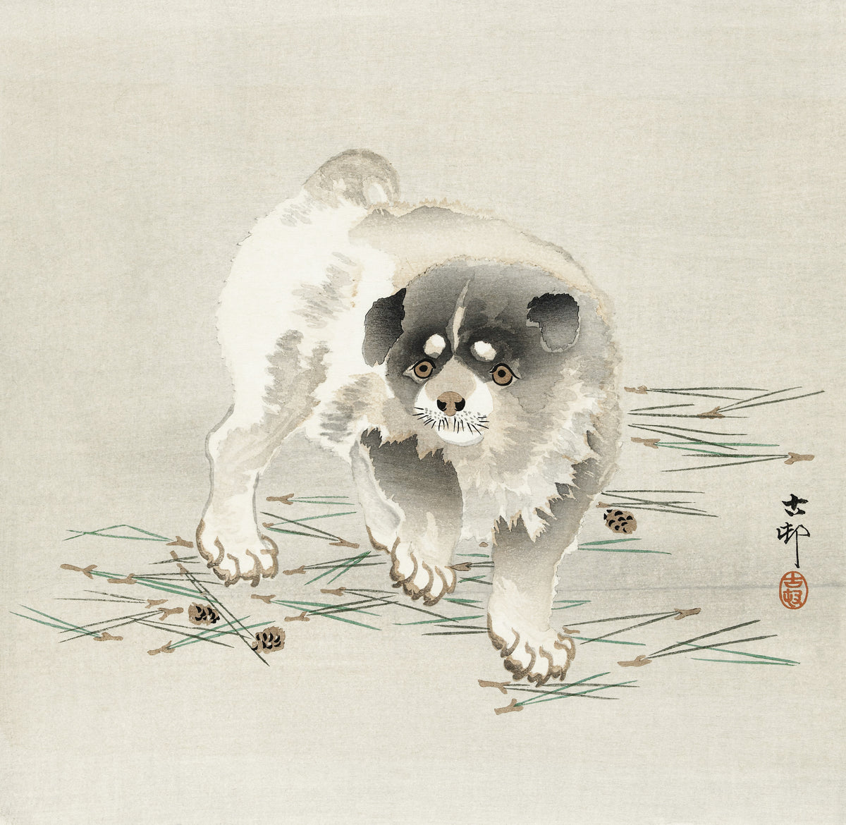 Ohara Koson — Young Dog | Japanese Bird & Flower Woodblock Print