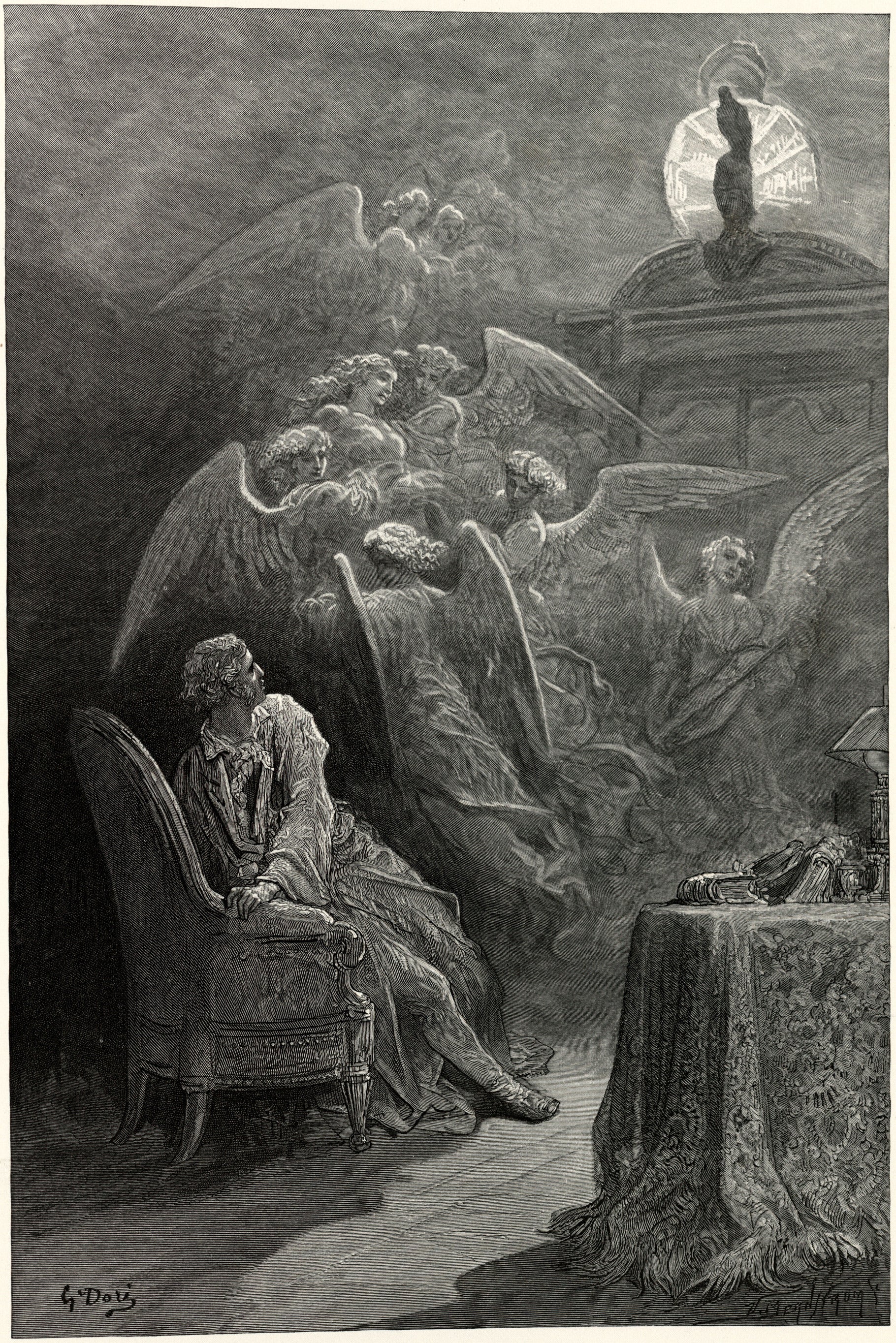 Gustave Doré — Respite and nepenthe from thy memories of Lenore | Gothic Illustration Print