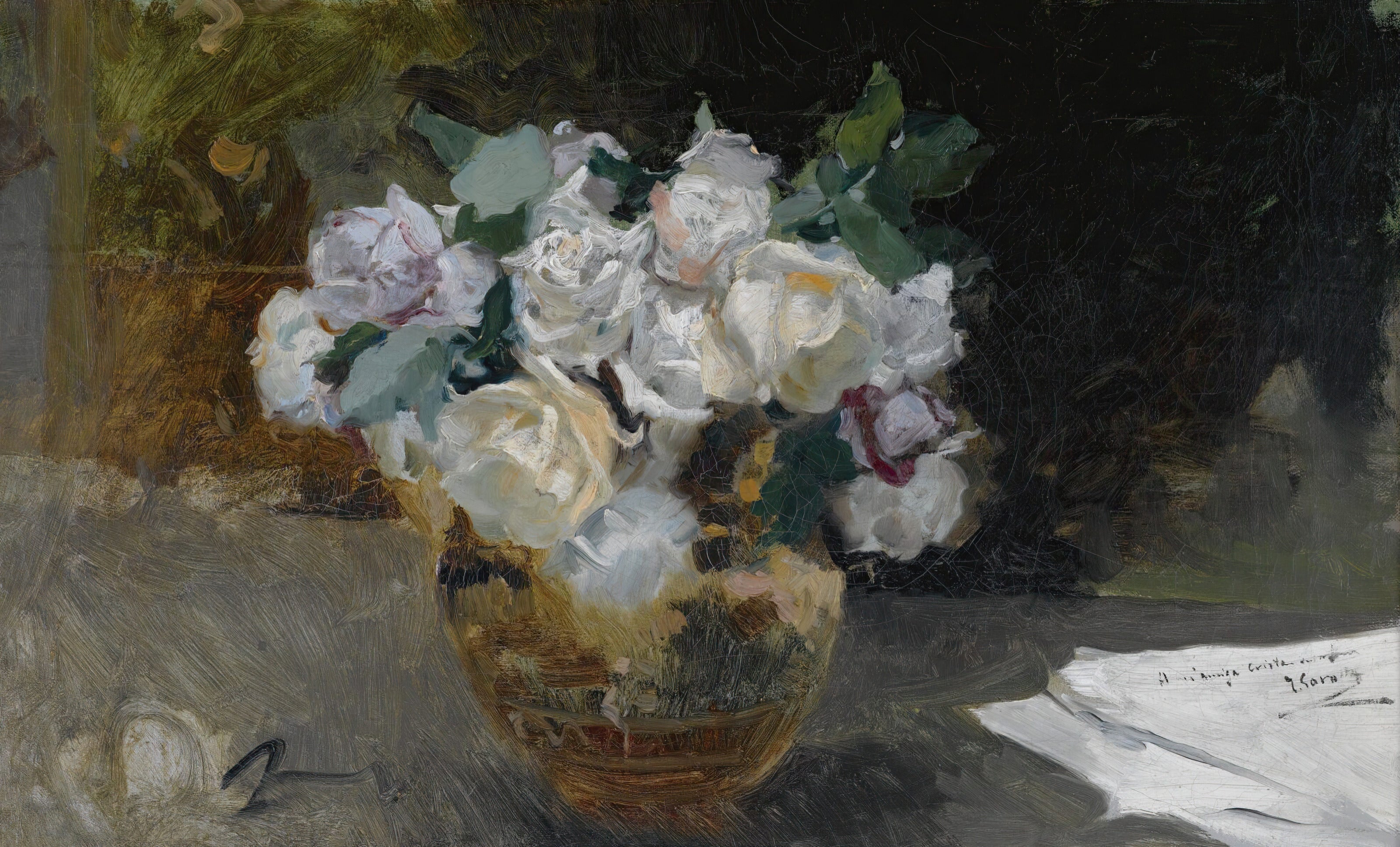 Joaquín Sorolla — Bouquet of White Roses (Bodegón de rosas blancas) | Fine Art Print
