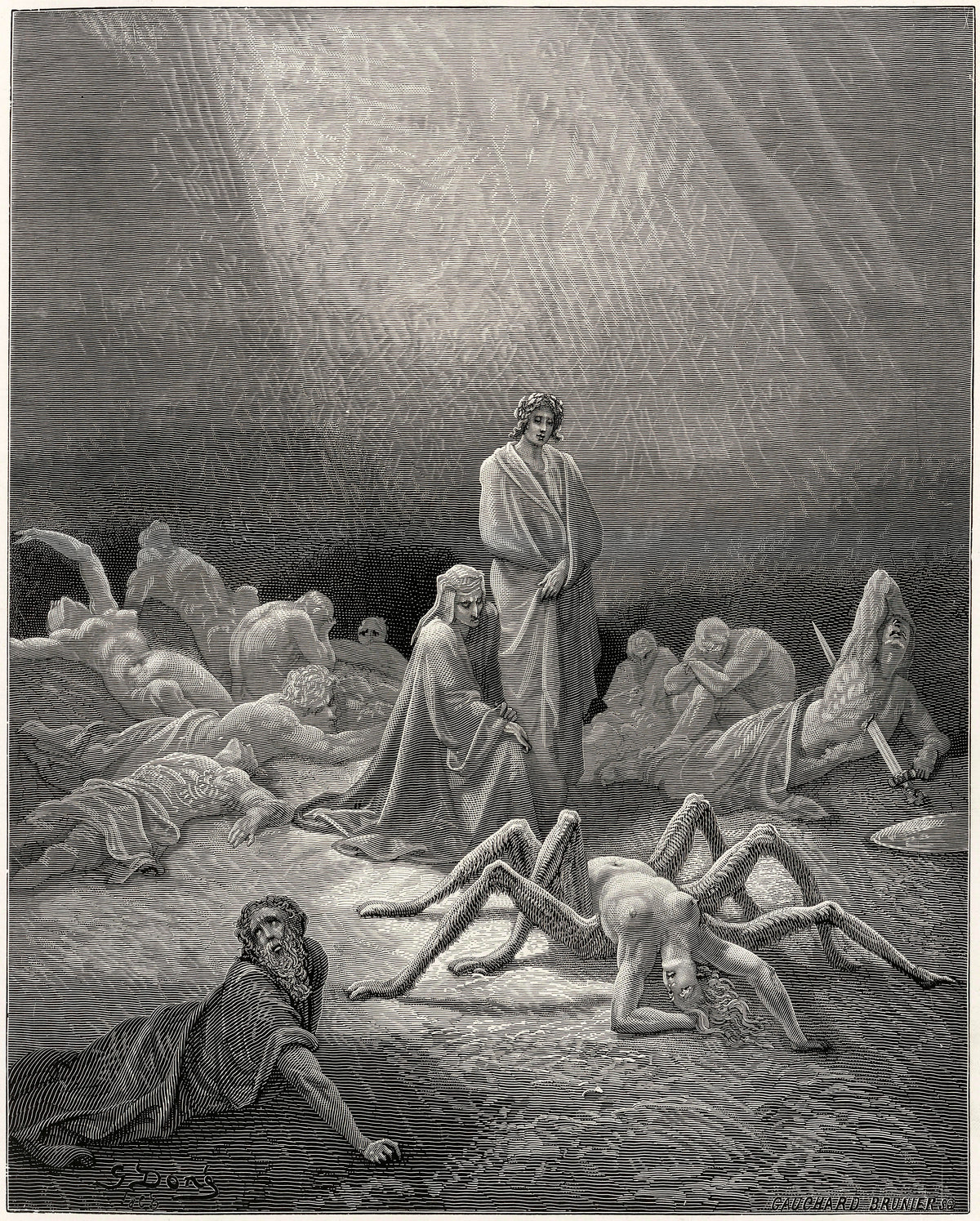 Gustave Doré — Purgatorio, Canto XII: Arachne, Half Spider Now | Dante Illustration Print
