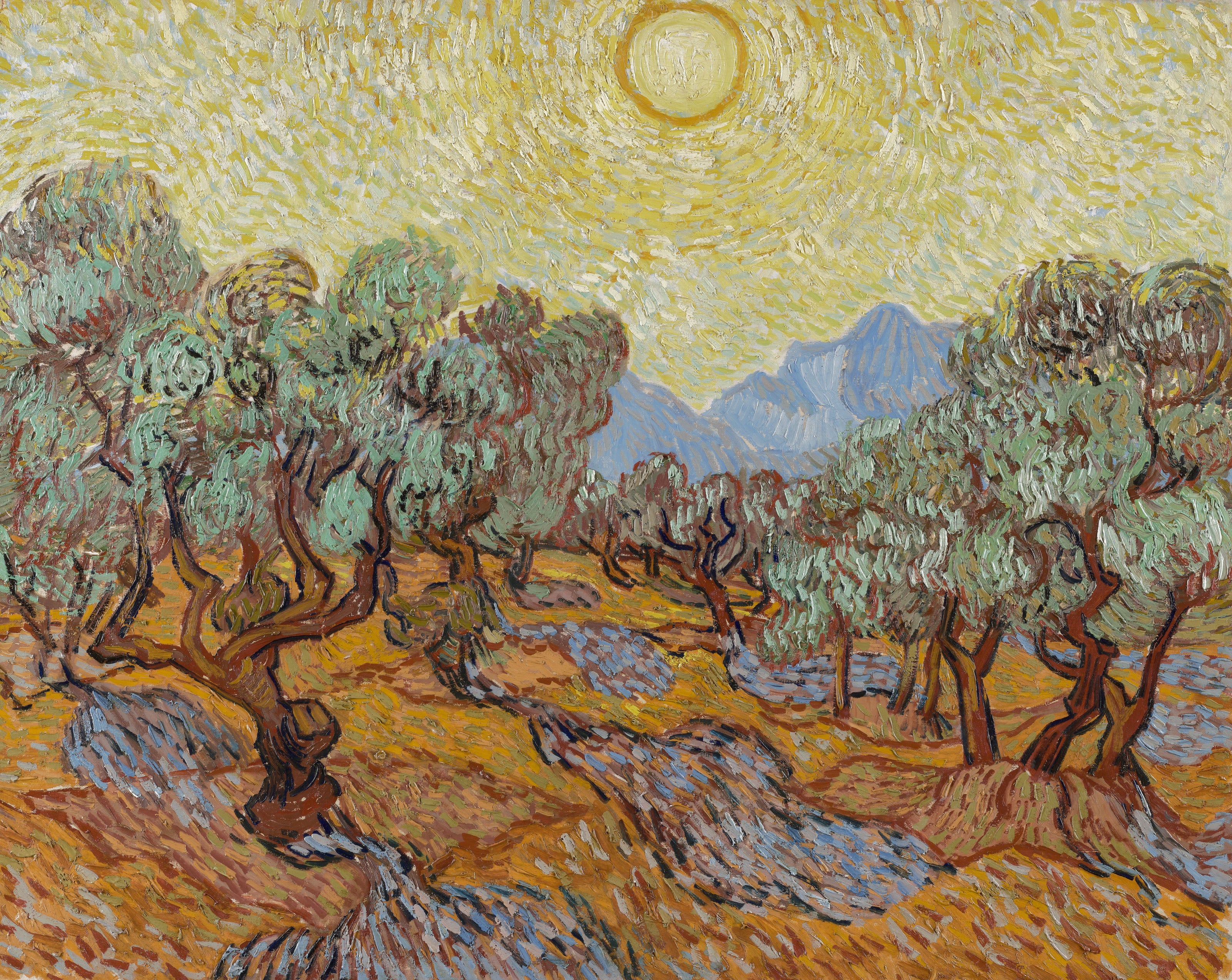 Vincent van Gogh — Olive Trees with Yellow Sky and Sun | Fine Art Print