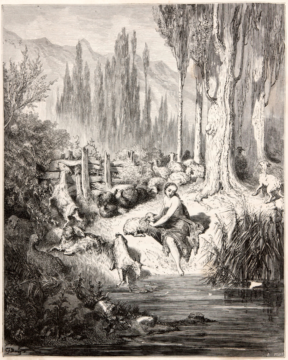 Gustave Doré — Donkey Skin: The Shepherdess at the Stream | Fairy Tale Illustration Print