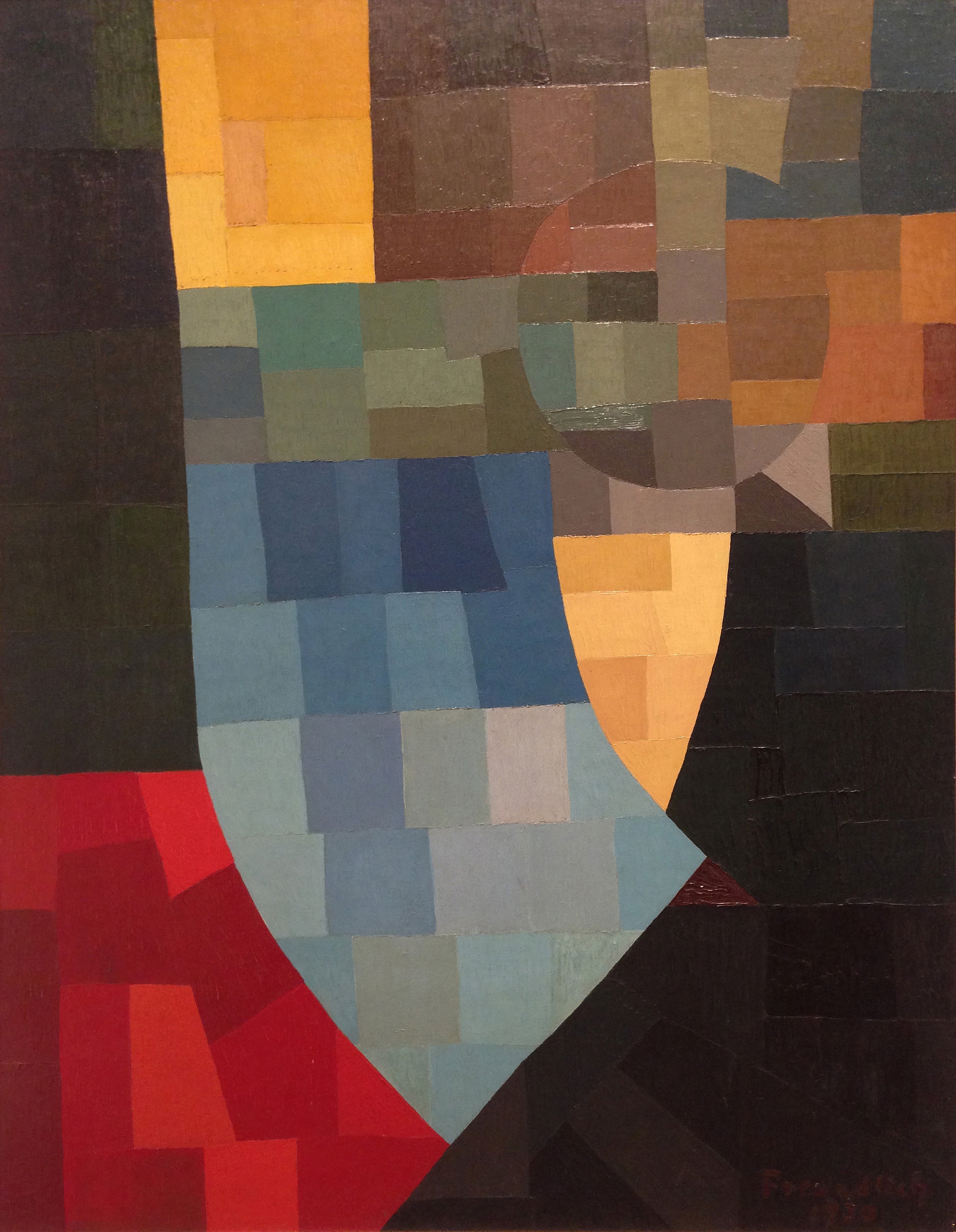 Otto Freundlich — Komposition (1930) | Abstract Mosaic in Red, Grey & Blue Fine Art Print