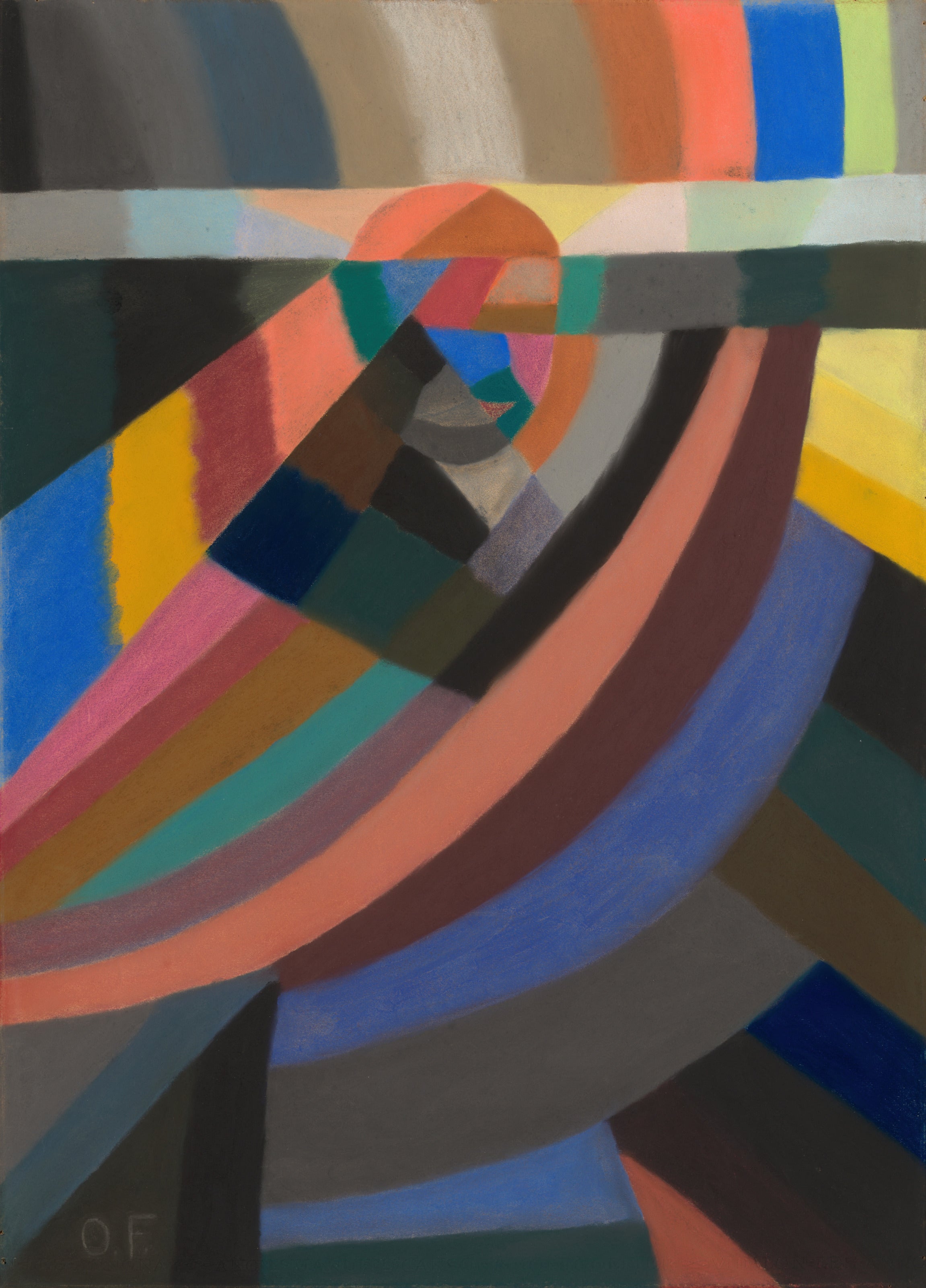 Otto Freundlich — Composition (1924) | Abstract Mosaic with Rainbow Bands Fine Art Print