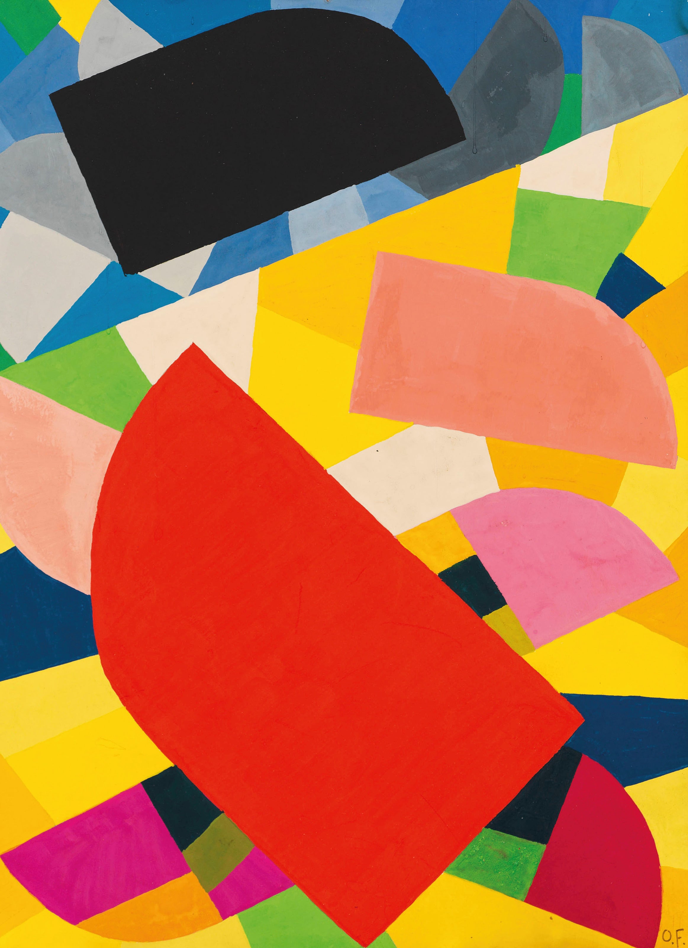 Otto Freundlich — Komposition (1936) | Red, Pink & Yellow Abstract Mosaic Fine Art Print