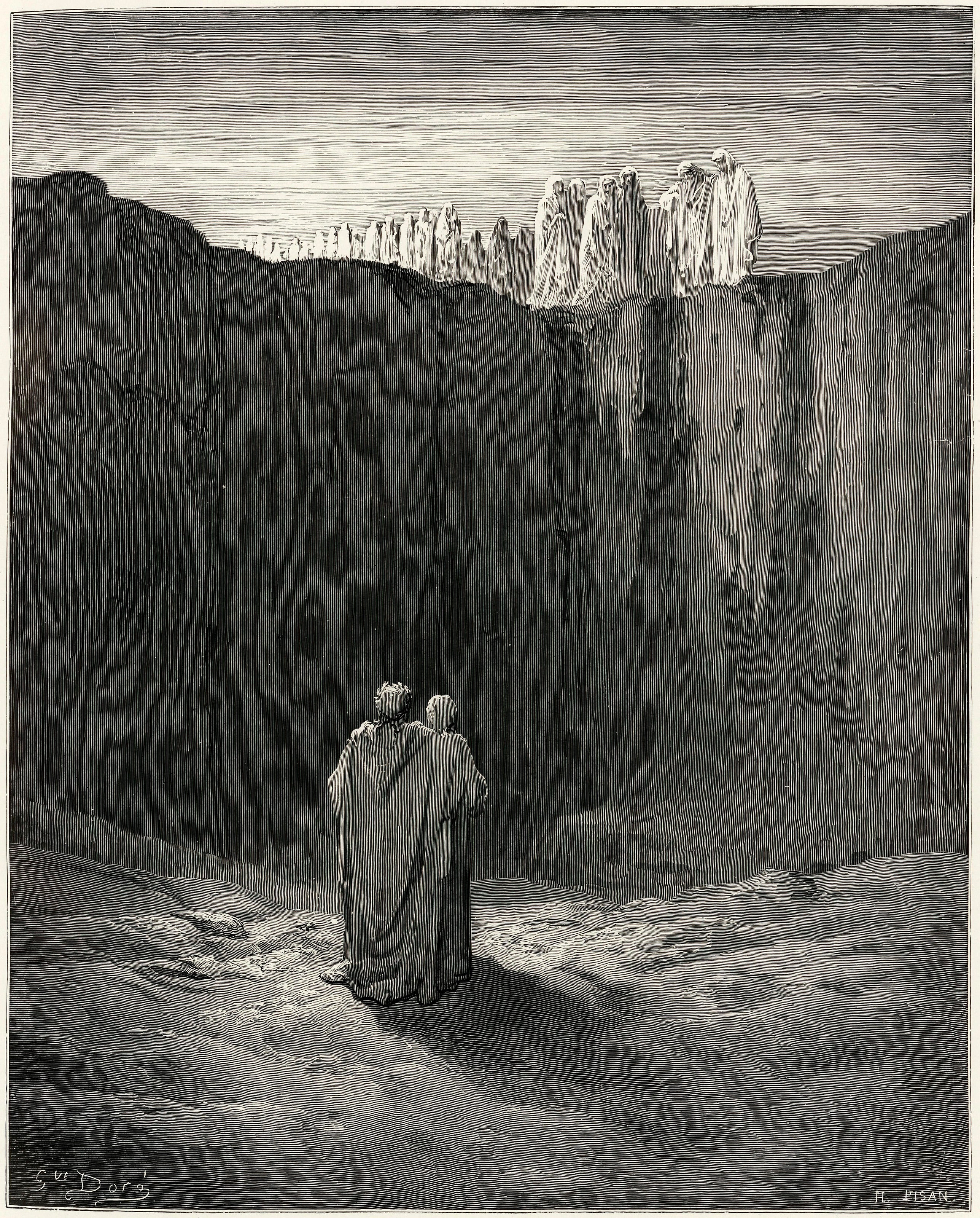 Gustave Doré — Purgatorio, Canto III: Virgil Explores the Pathway | Dante Illustration Print