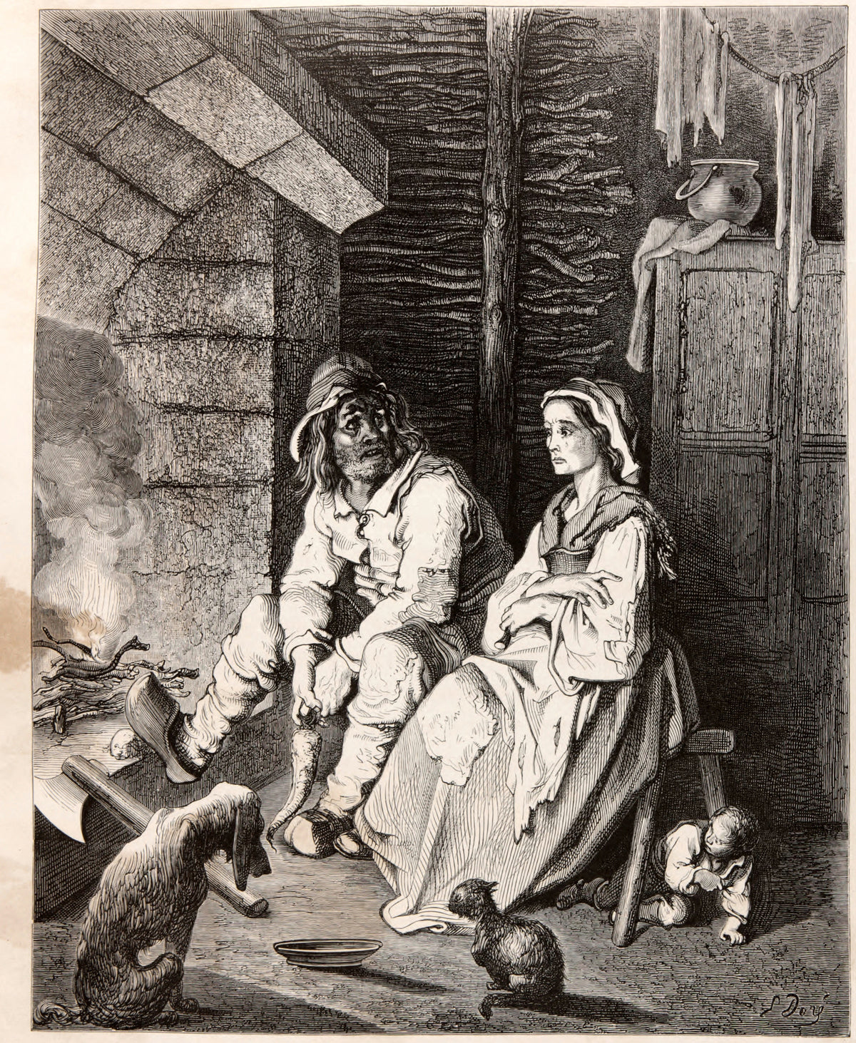 Gustave Doré — Tom Thumb: The Woodcutter and His Wife | Fairy Tale Illustration Print