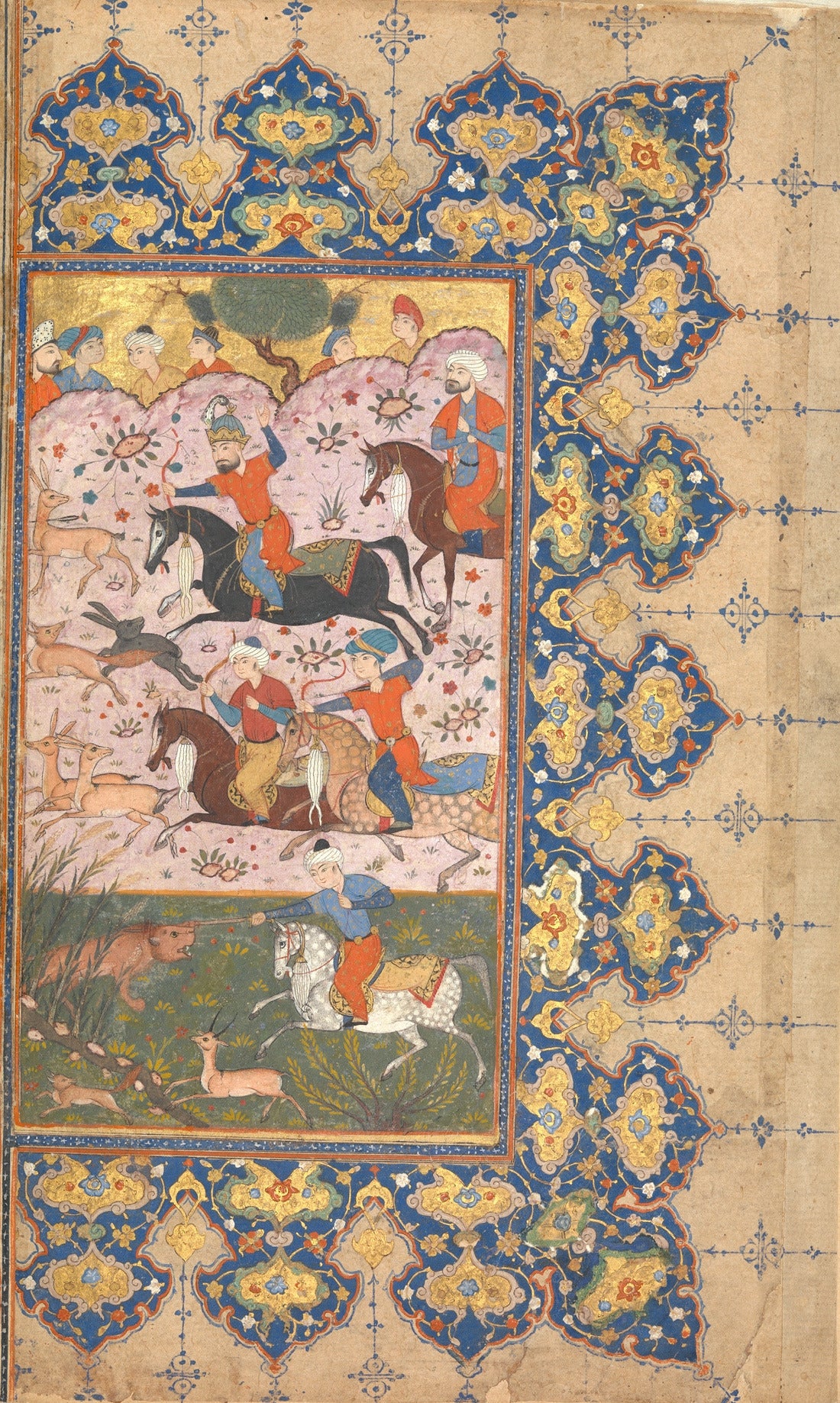 Persian Miniature — Masnavi of Jalal al-Din Rumi: A Hunting Scene | Persian Miniature Art Print
