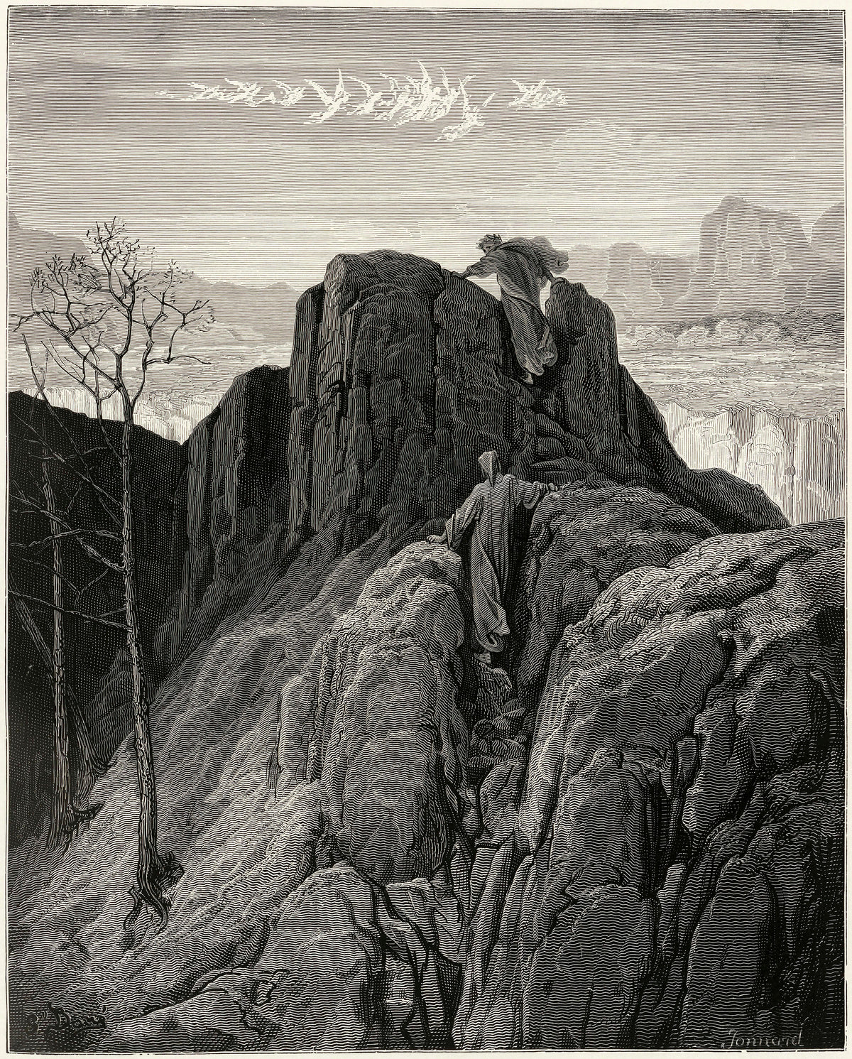 Gustave Doré — Purgatorio, Canto IV: The Ground Ask'd Help of Hands and Feet | Dante Illustration Print