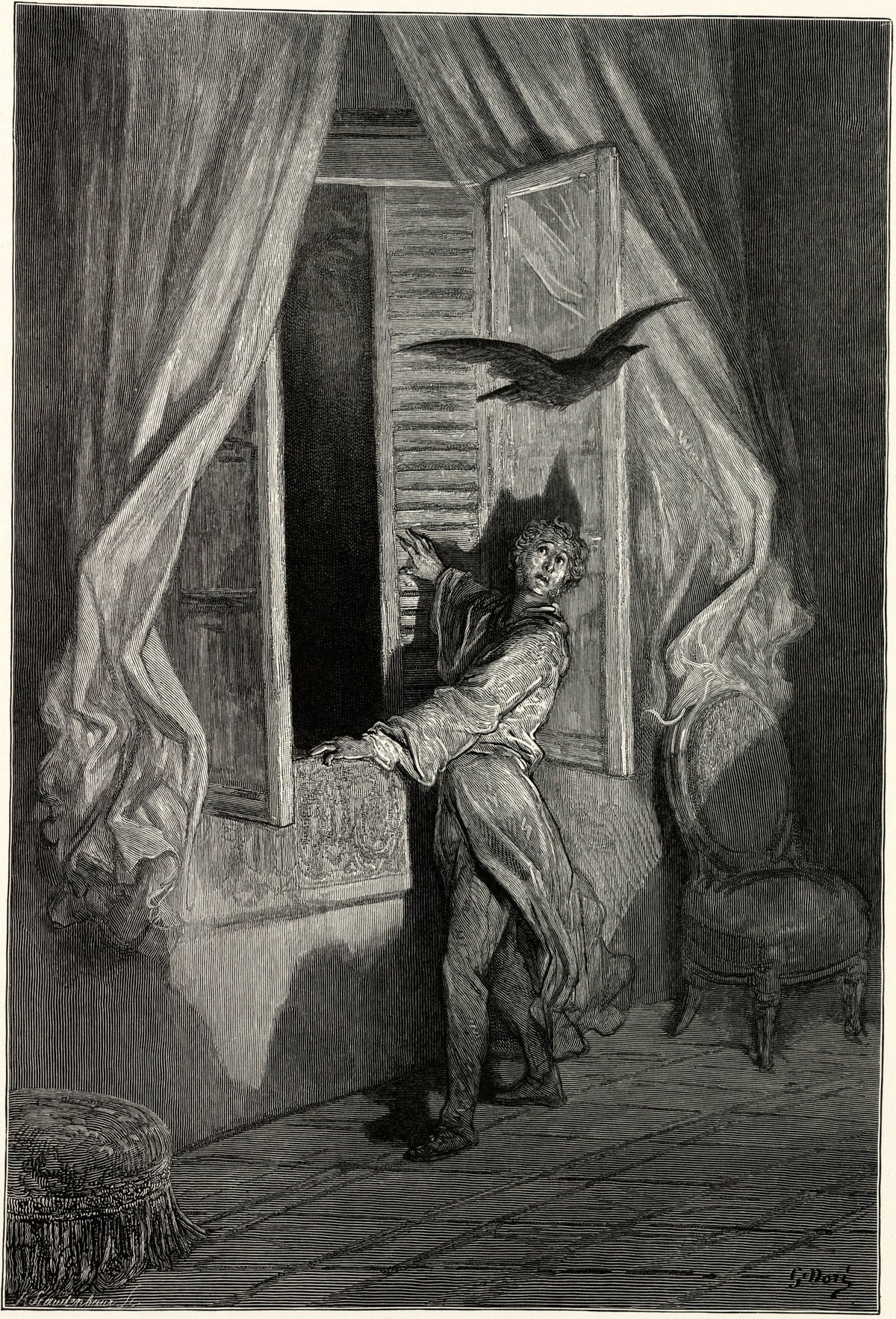 Gustave Doré — A stately Raven of the saintly days of yore | Gothic Illustration Print