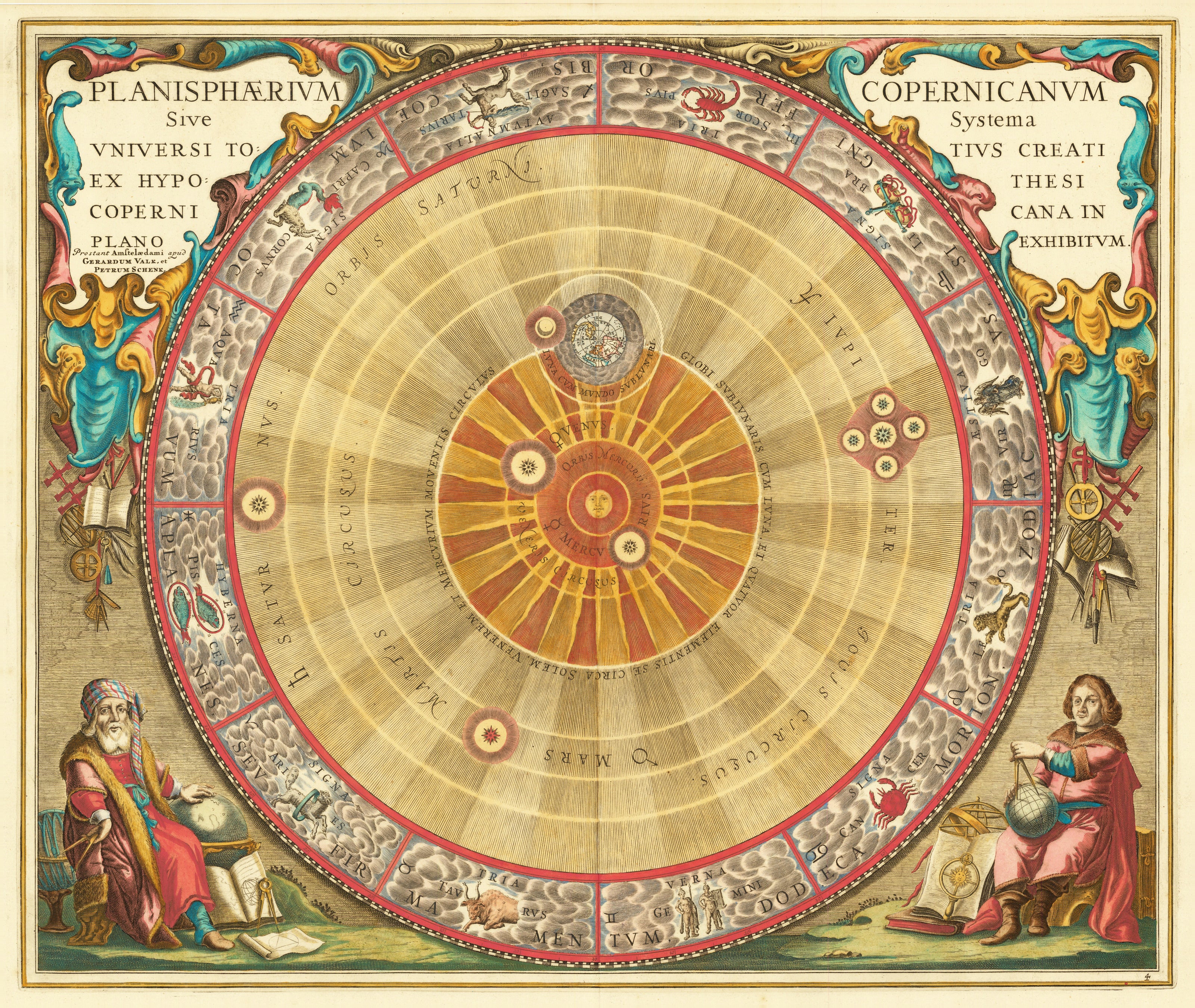 Andreas Cellarius — The Copernican Planisphere (Plate 4, Teal Colouring) | Celestial Map Print