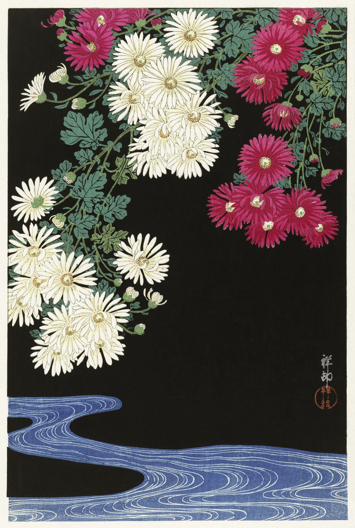 Ohara Koson — Chrysanthemums | Japanese Bird & Flower Woodblock Print