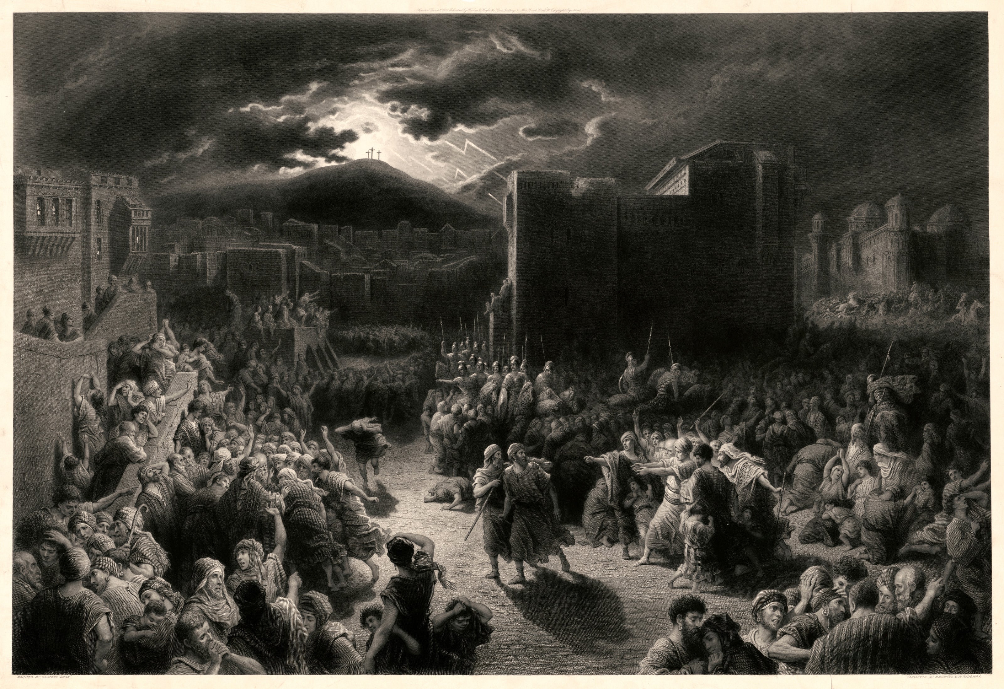 Gustave Doré — Crucifixion Scene in a Storm-lit Town | Fine Art Print