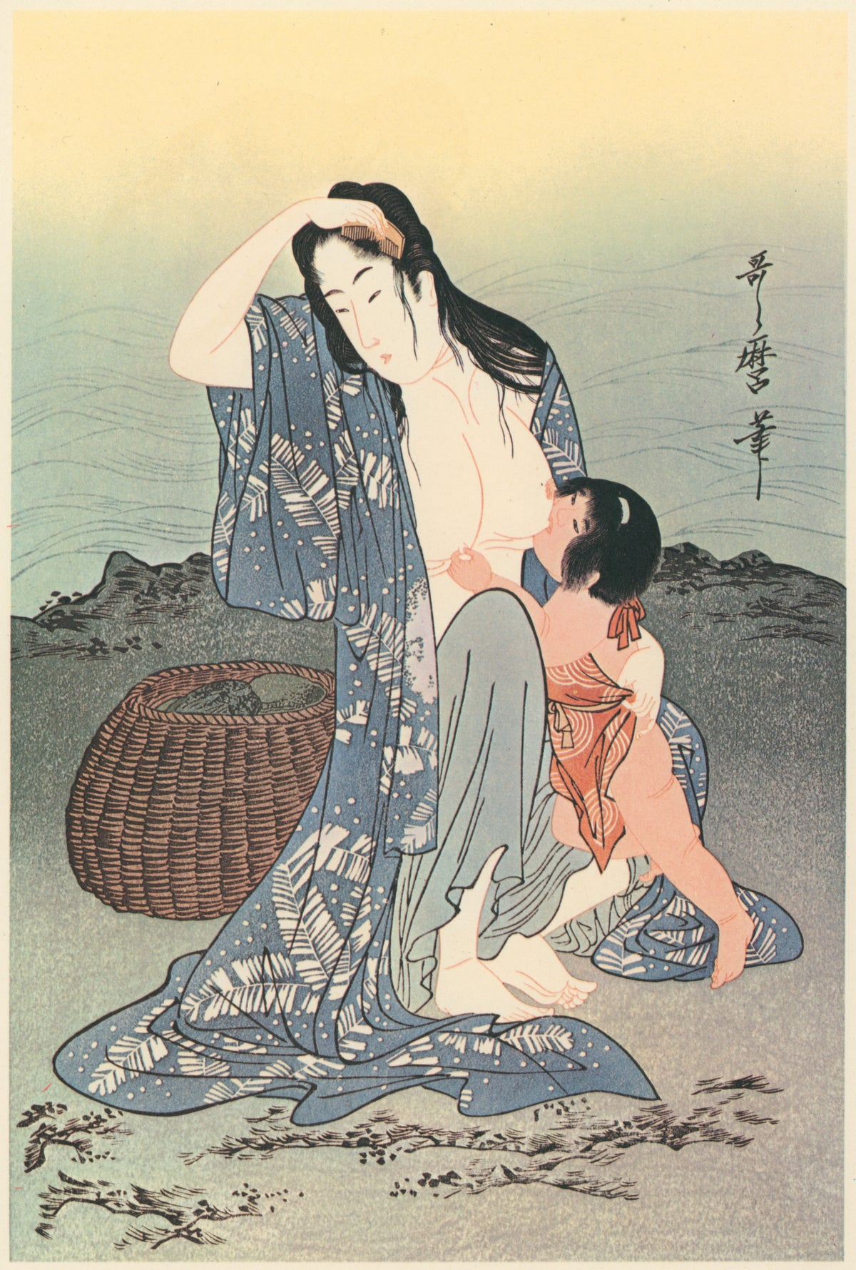 Kitagawa Utamaro — Diving for Abalones (Center) | Japanese Woodblock Print (Ukiyo-e)