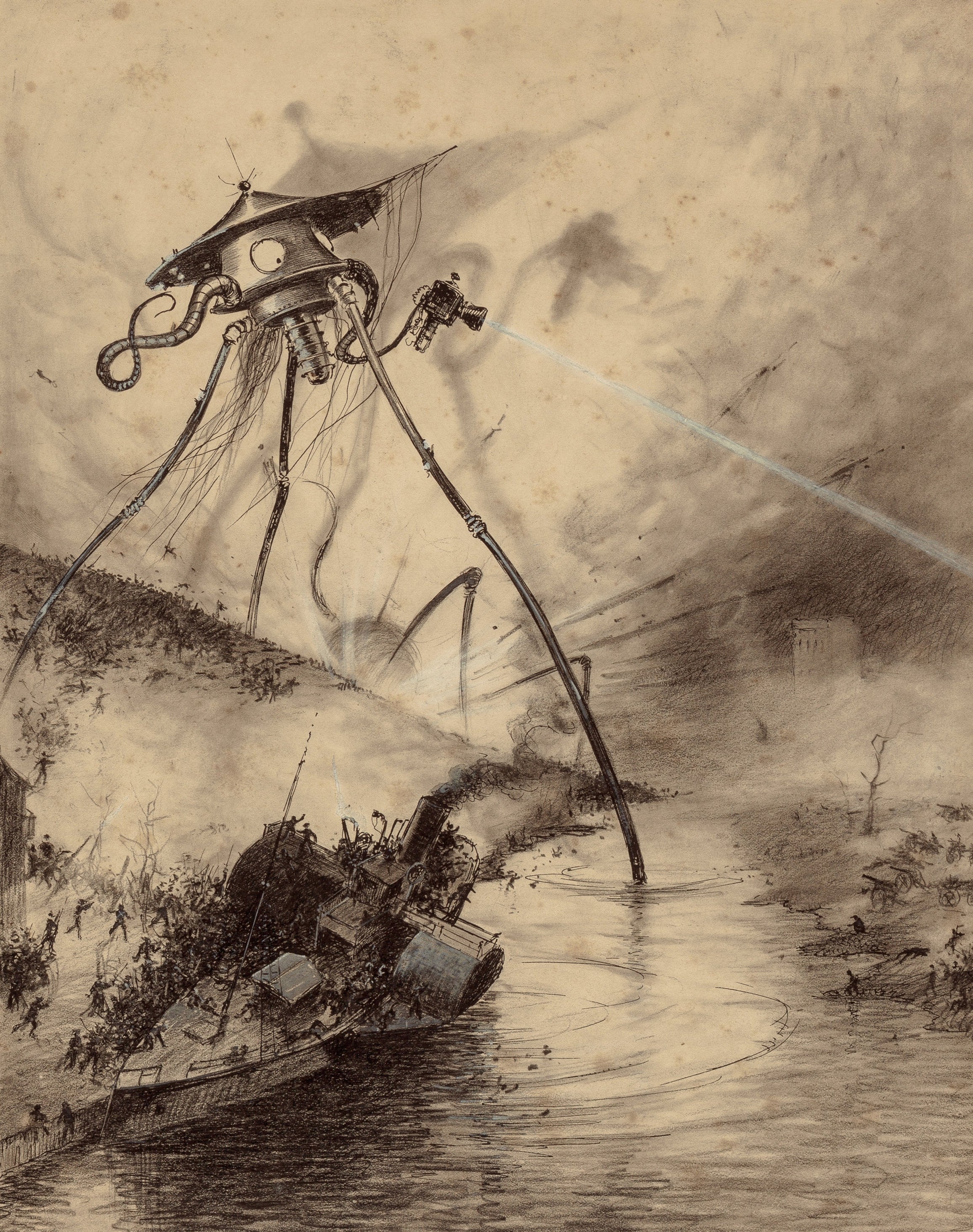 Henrique Alvim Corrêa — Martian Fighting Machine in the Thames Valley (1906) | Science Fiction Illustration Print
