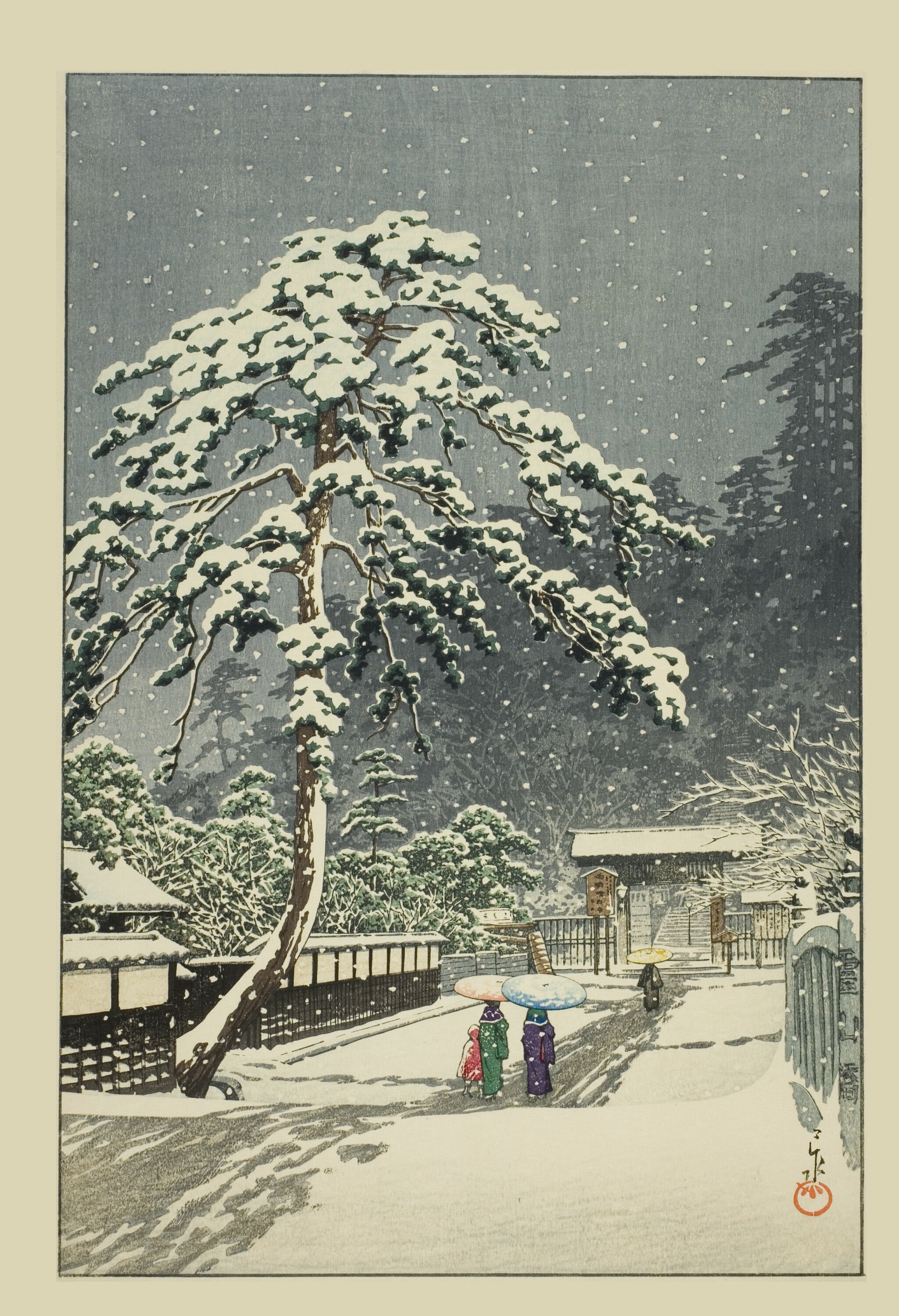 Kawase Hasui — Honmonji Temple, Ikegami | Japanese Woodblock Print (Shin Hanga)